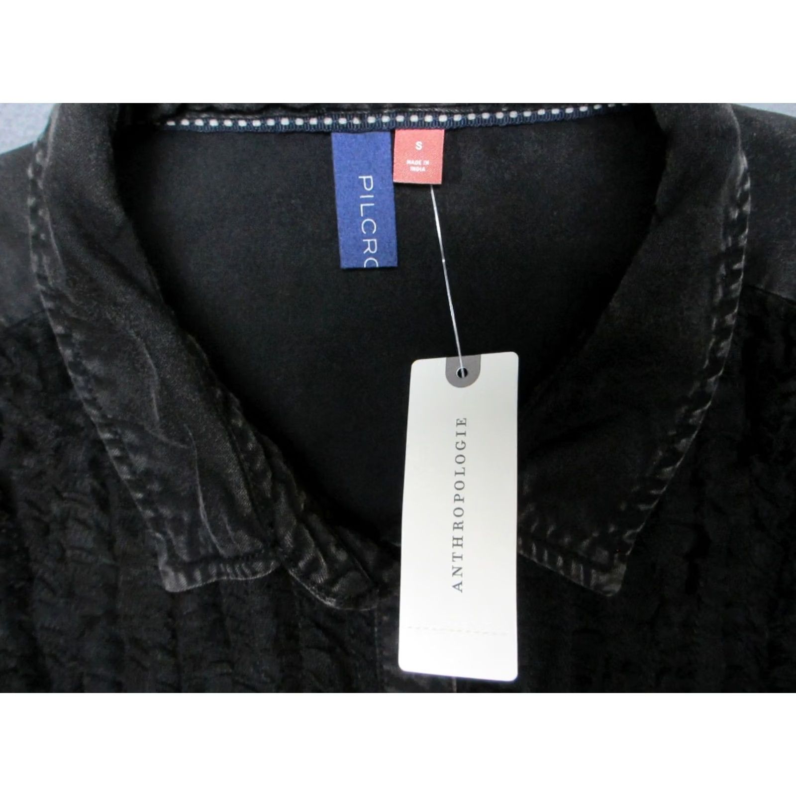 Anthropologie VINTAGE Anthropologie Pilcro Blouse Top Women's S Black Ruffle Front Button Down Size S / US 4 / IT 40 - 5 Thumbnail