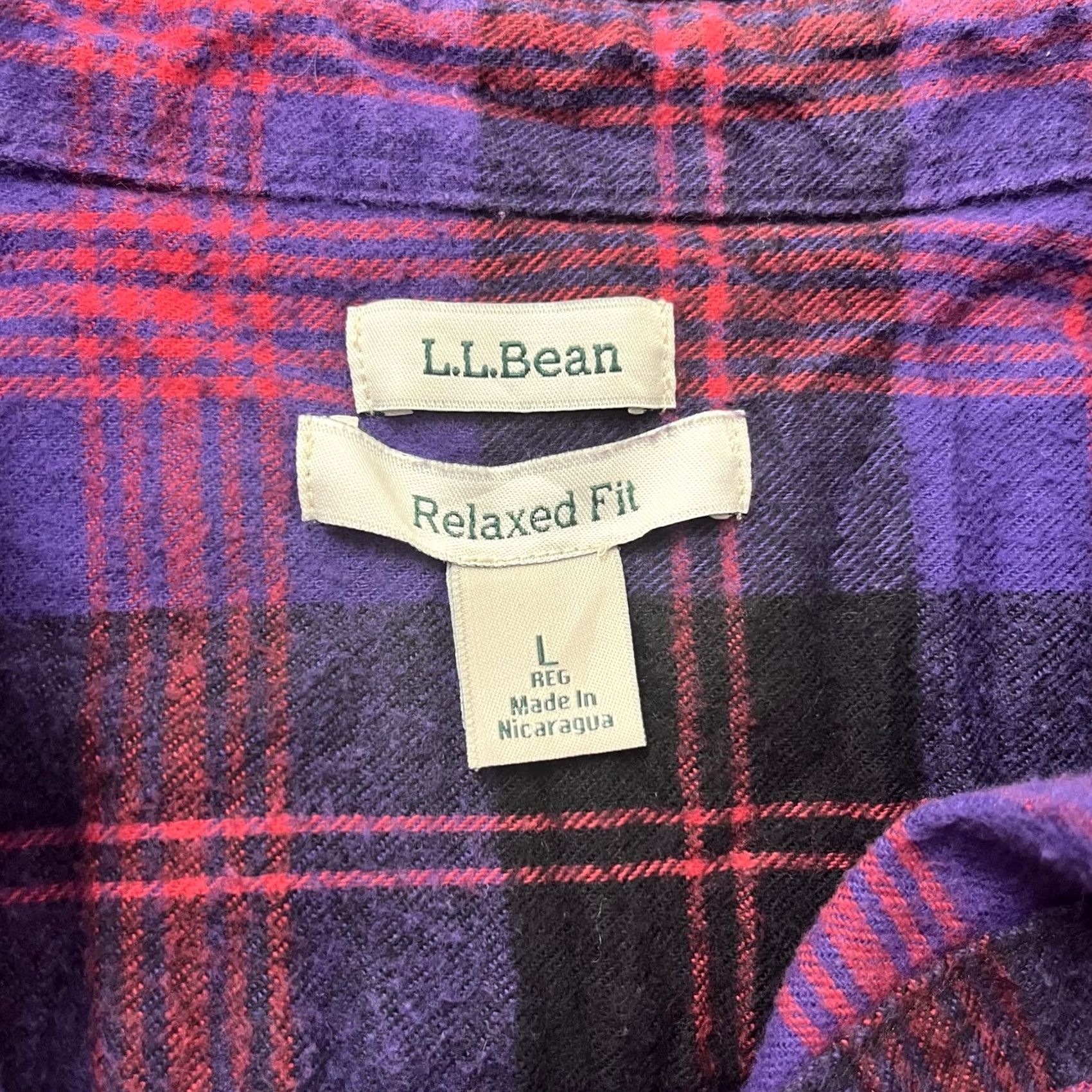Vintage LL Bean Shirt Women Large Purple Plaid Long Sleeve Button Up Flannel Relaxed Fit Size L / US 10 / IT 46 - 2 Thumbnail