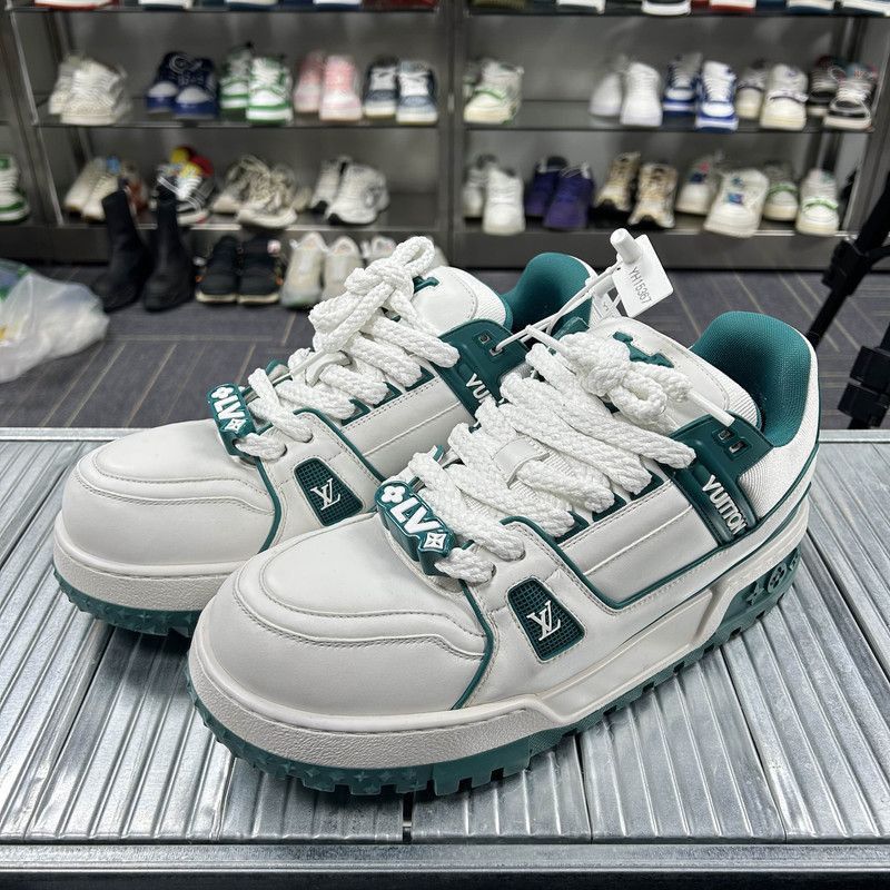 Louis Vuitton Louis Vuitton Trainer Maxi White and Teal Sneakers -2508 Size US 9.5 / EU 42-43 - 1 Thumbnail