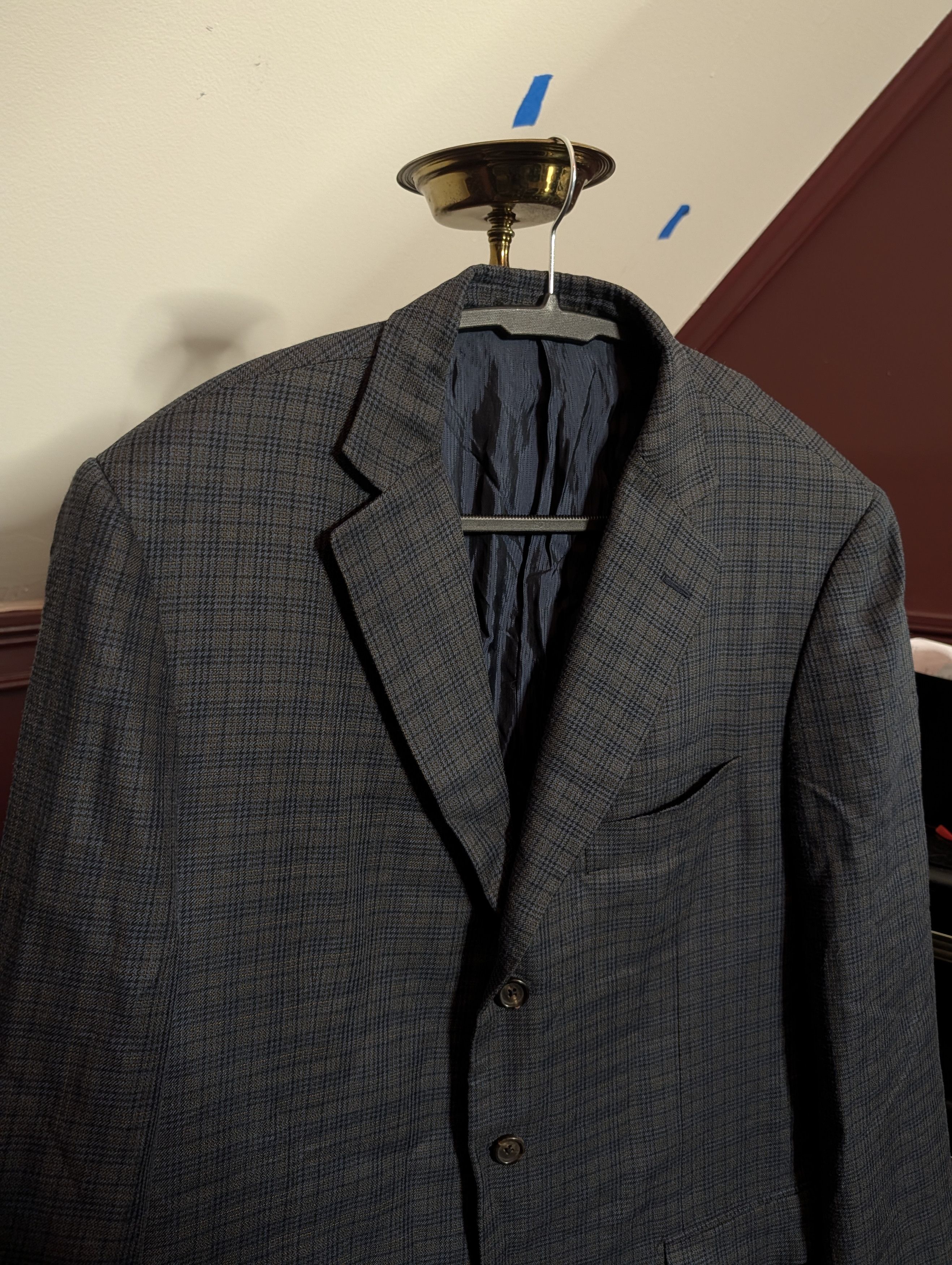 Pal Zileri SILK Green Blue plaid patterned made in Italy sport coat Size 42R - 2 Thumbnail