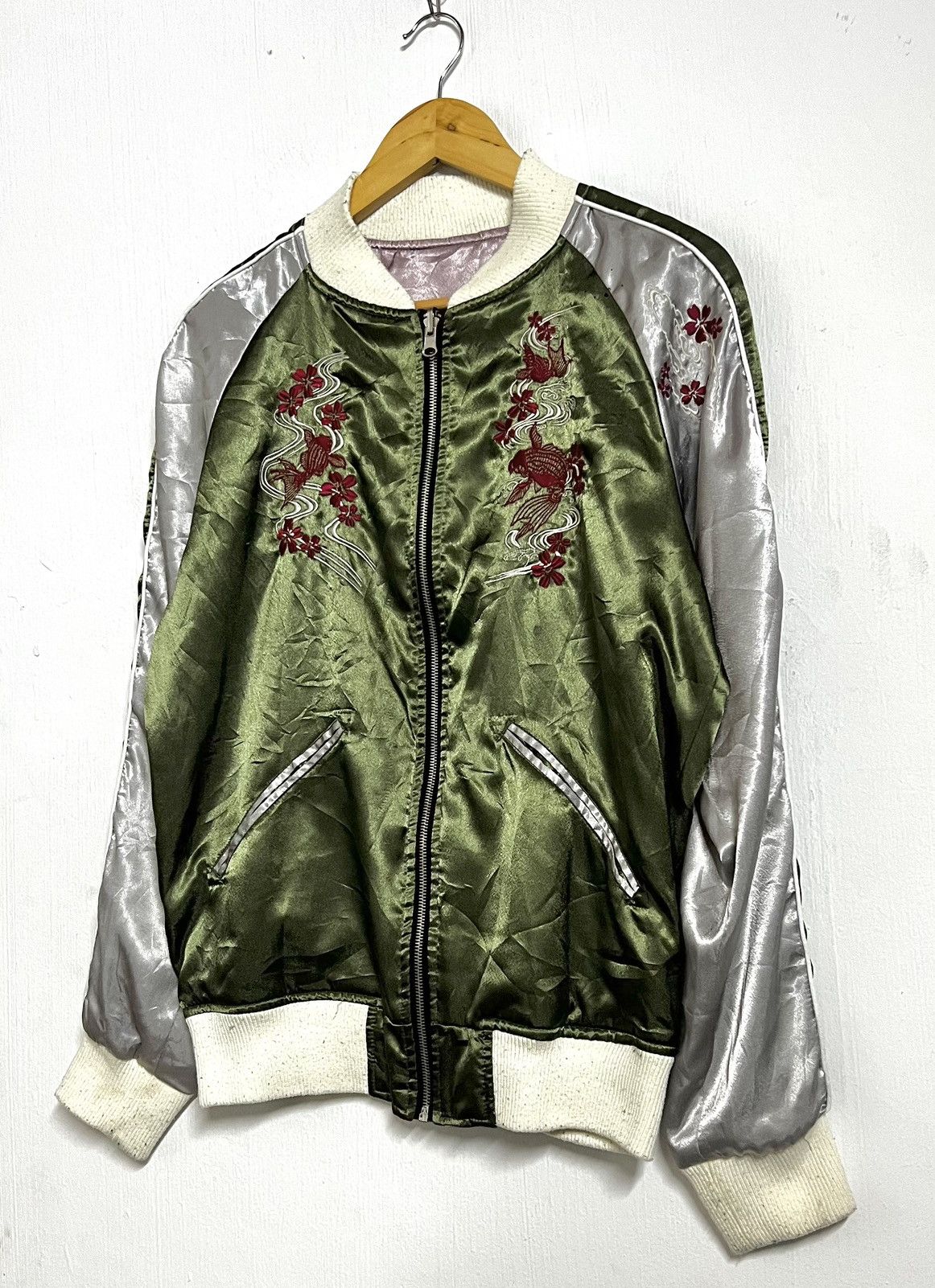 Japanese Brand × Takeo Kikuchi × Vintage 🔥HOT DROPS🔥 Koi sateen reversible souvenir jacket Size US L / EU 52-54 / 3 - 3 Thumbnail
