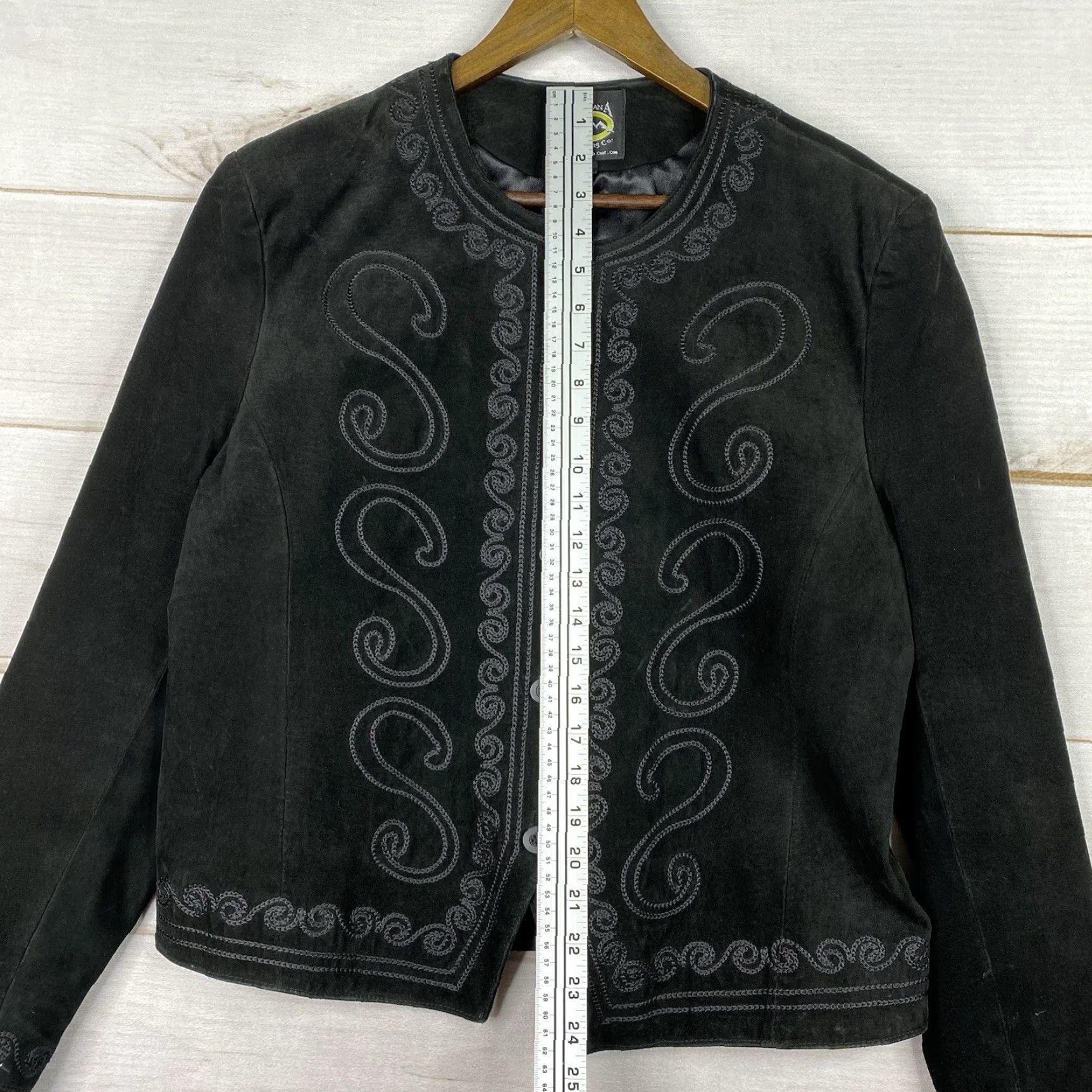 Vintage Montana Co Leather Jacket Womens L Black Embroidered Button Up Lined Western Jacket Mens Womens Girls Size L / US 10 / IT 46 - 4 Thumbnail