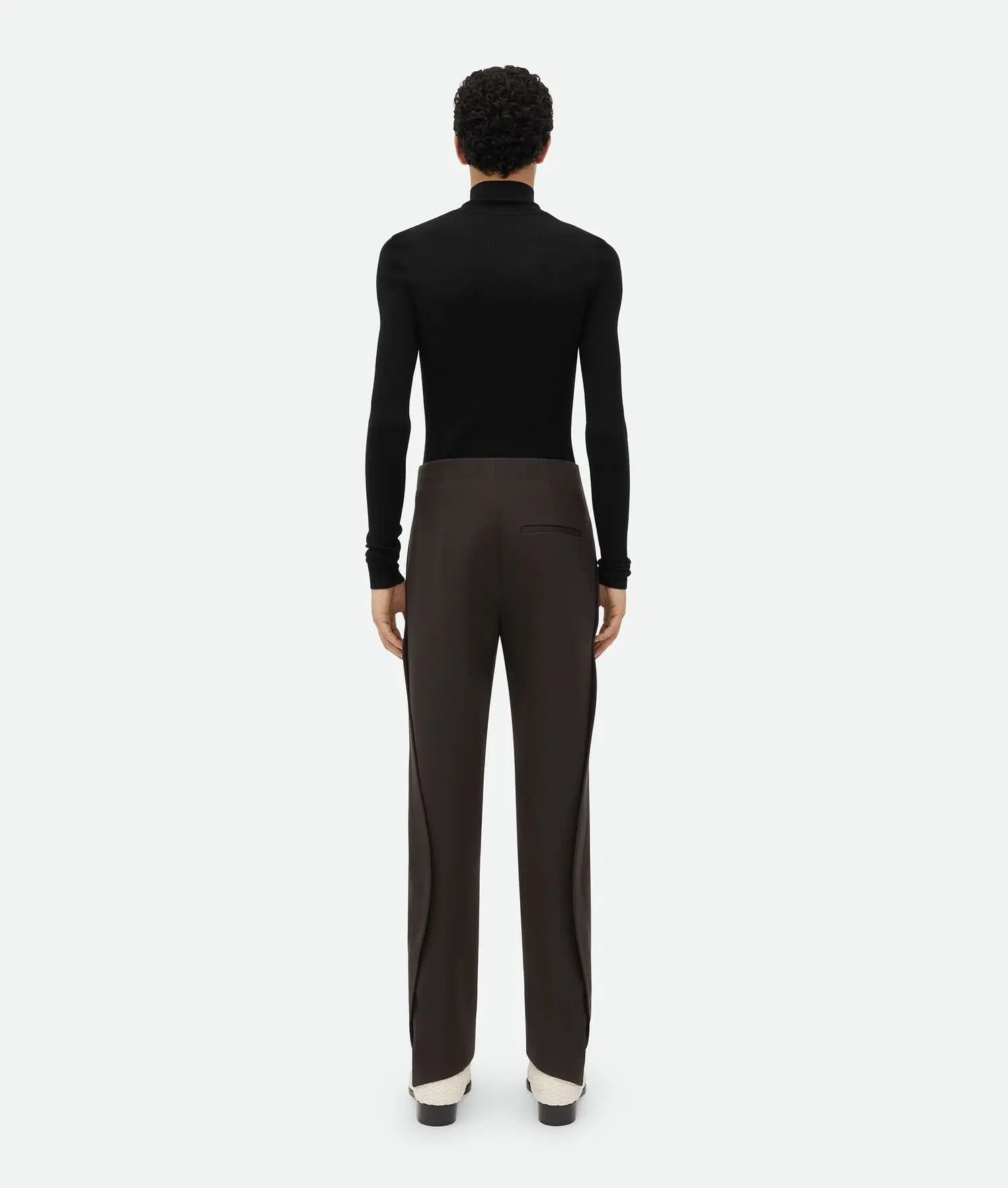Bottega Veneta o1n1vont0525 Curved Shape Wool Pant in Dark Brown Size US 30 / EU 46 - 3 Thumbnail