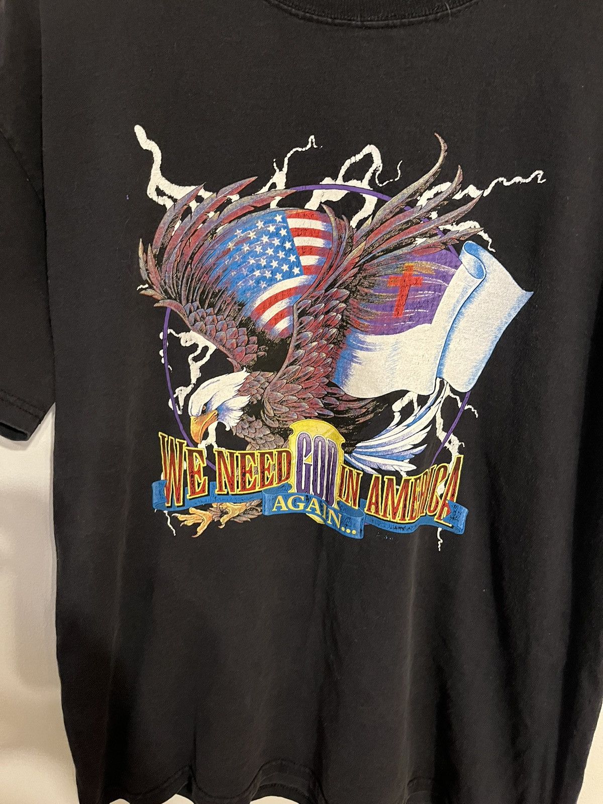 Japanese Brand × Vintage VTG We Need GOD In America Again Rap Tee Christian USA Size US L / EU 52-54 / 3 - 2 Thumbnail