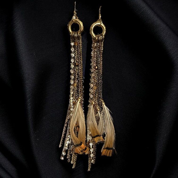 Other Arden B long chain and feathers dangle earrings Size ONE SIZE - 1 Thumbnail