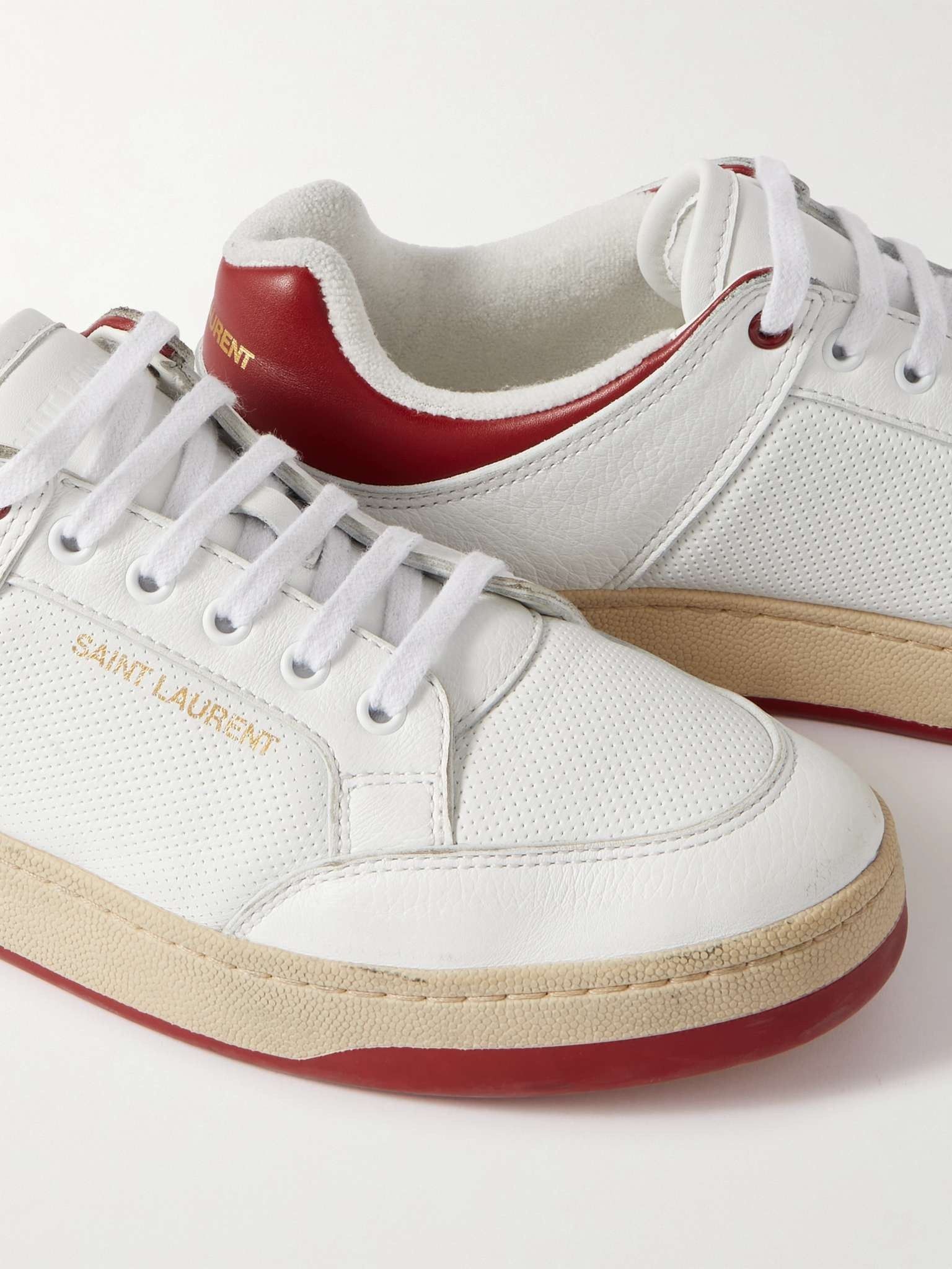 Saint Laurent Paris o1tr1nto0725 SL/61 Sneakers in Smooth Leather in White/Red Size US 10.5 / EU 43-44 - 5 Thumbnail