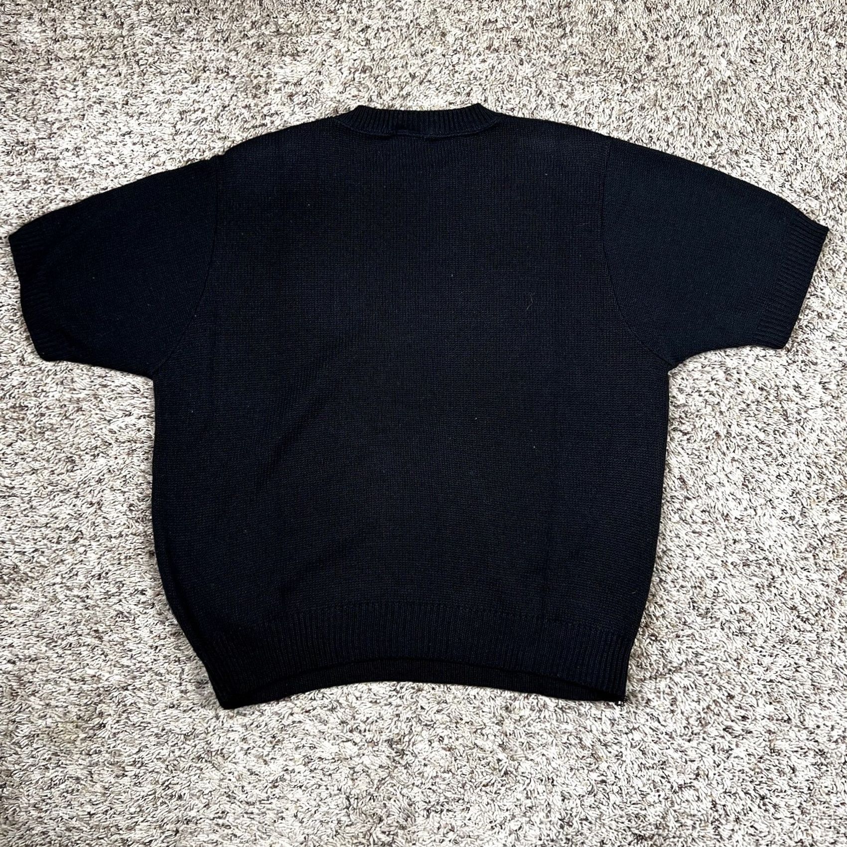 Vintage VINTAGE Cape Cod Stylish Floral Black Knit Sweater Womens L Sweater Crew Neck Short Sleeve 90s USA Floral Cap e Cod Womens Large Size L / US 10 / IT 46 - 3 Thumbnail