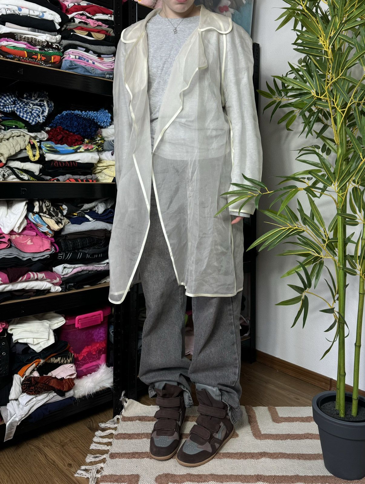 VINTAGE RINA SCIMENTO AVANT GARDE MESH BLOUSE COAT DRESS