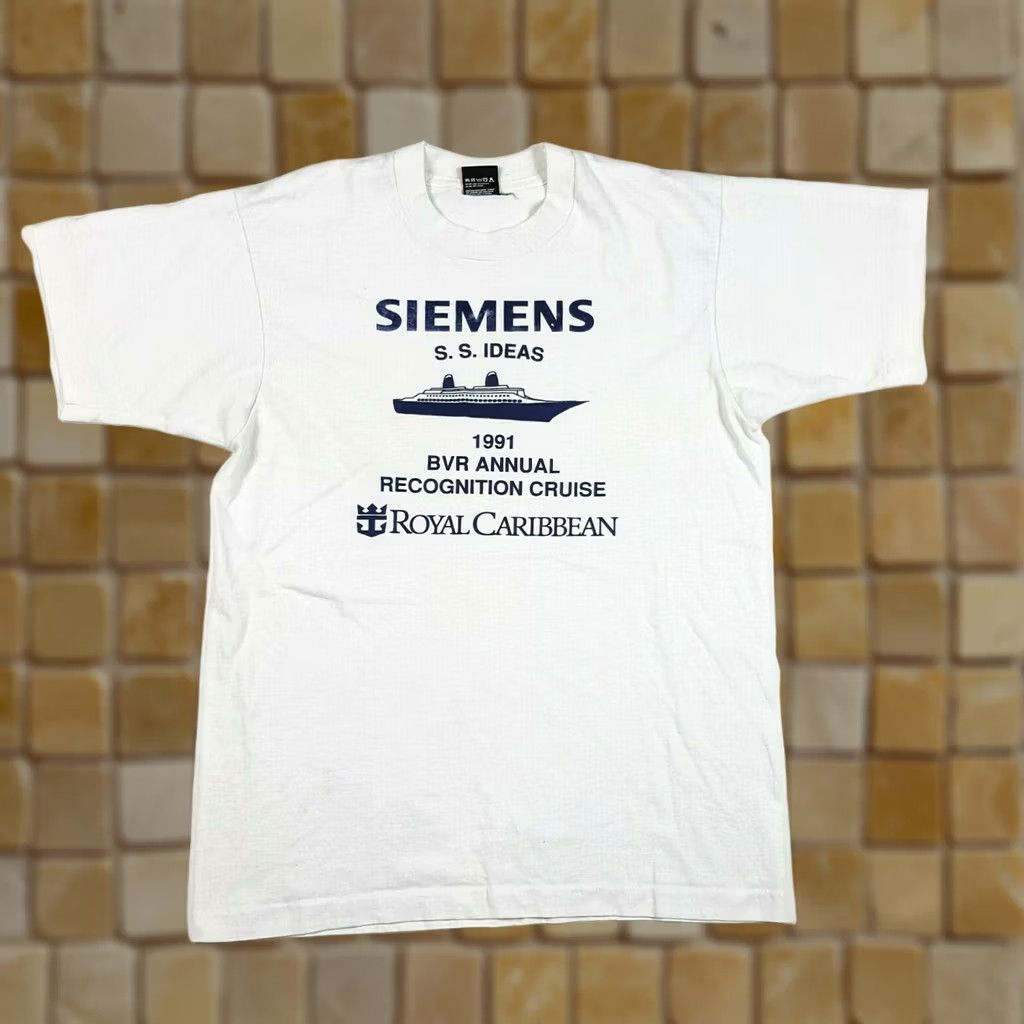 Vintage VINTAGE Siemens Caribbean Cruise T-Shirt Mens Small Gray Short Sleeve 90s Nautical Cruise Boat Graphic Print Shirt Size US S / EU 44-46 / 1 - 1 Thumbnail