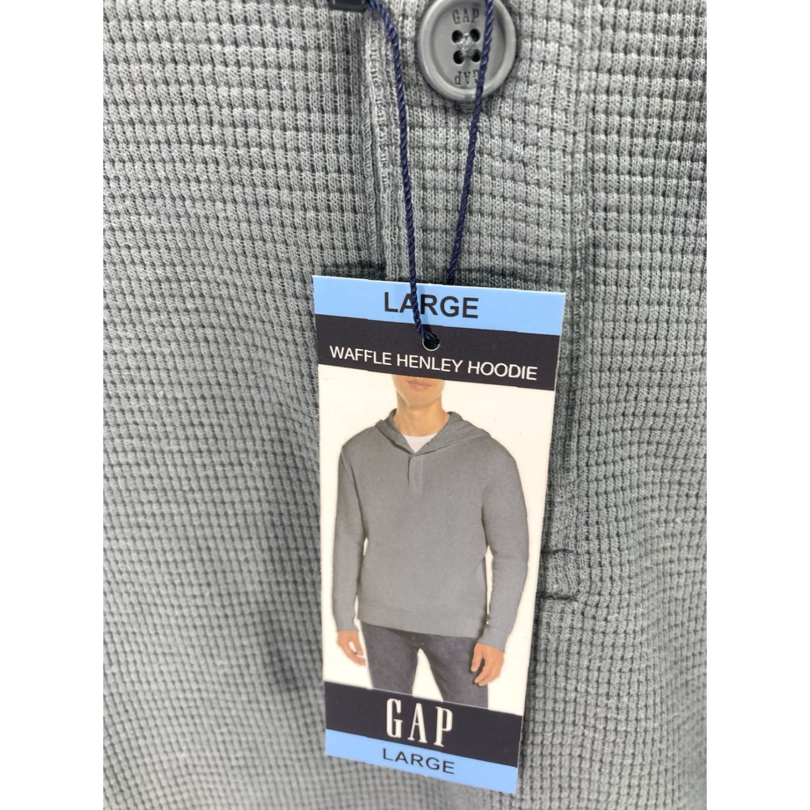 Gap VINTAGE Gap Waffle Henley Hoodie Shirt Men Large Gray Long Sleeve Pullover NWT Size US L / EU 52-54 / 3 - 4 Thumbnail