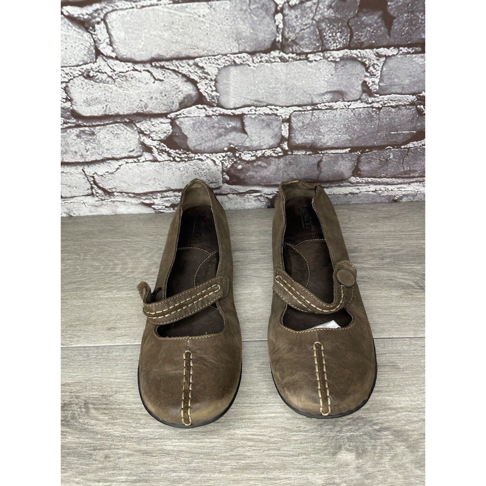 Born Born Handcrafted Brown Leather MaryJane Strap Comfort Shoes Size US 8.5 / IT 38.5 - 6 Thumbnail