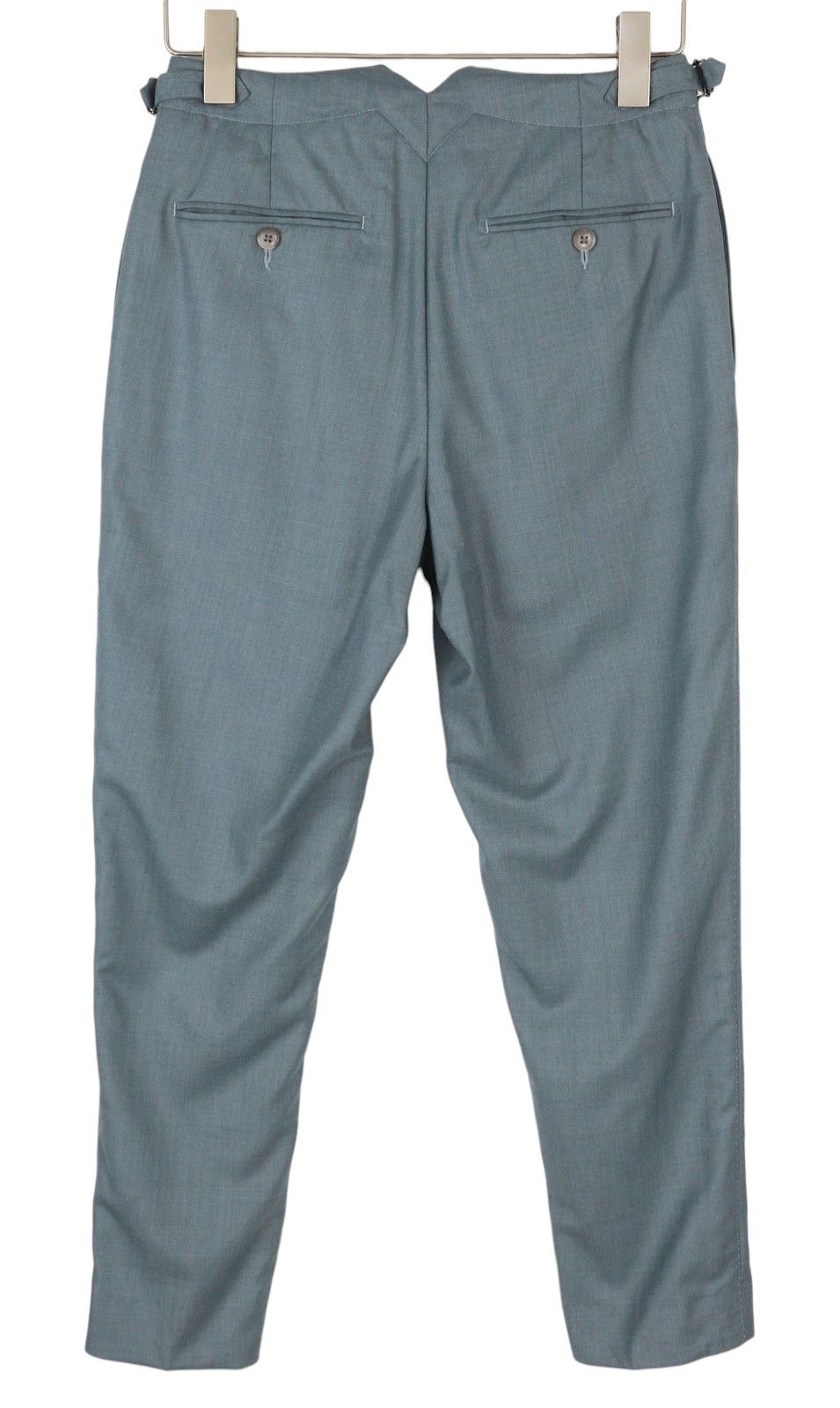 Suitsupply SLIM UK34R Blue Wool Flat Front Zip Trousers 86727 Size 34R - 2 Thumbnail