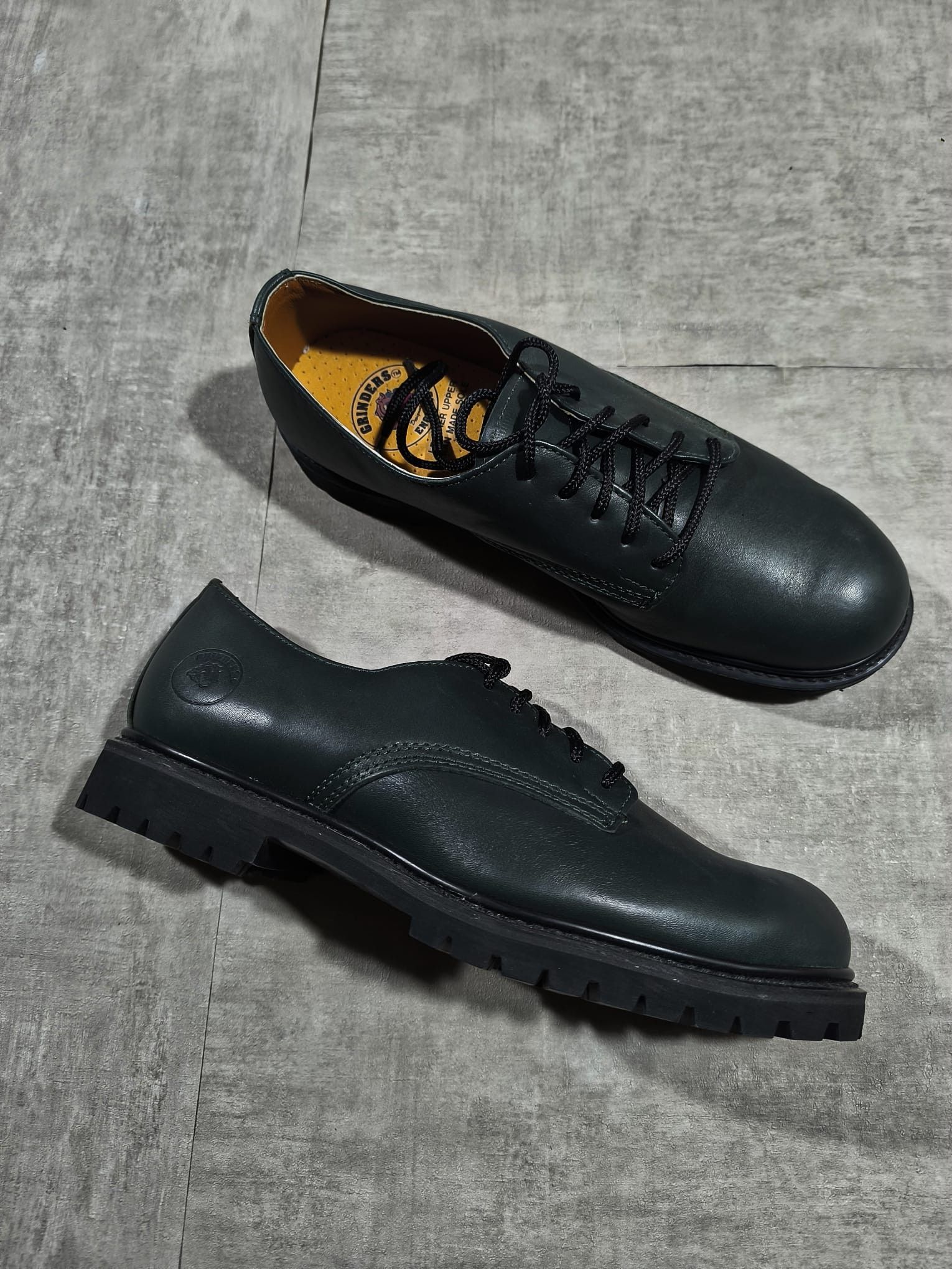 Leather Chunky London Grinders Dark Green Derby Leather Shoes Size US 12 / EU 45 - 6 Thumbnail