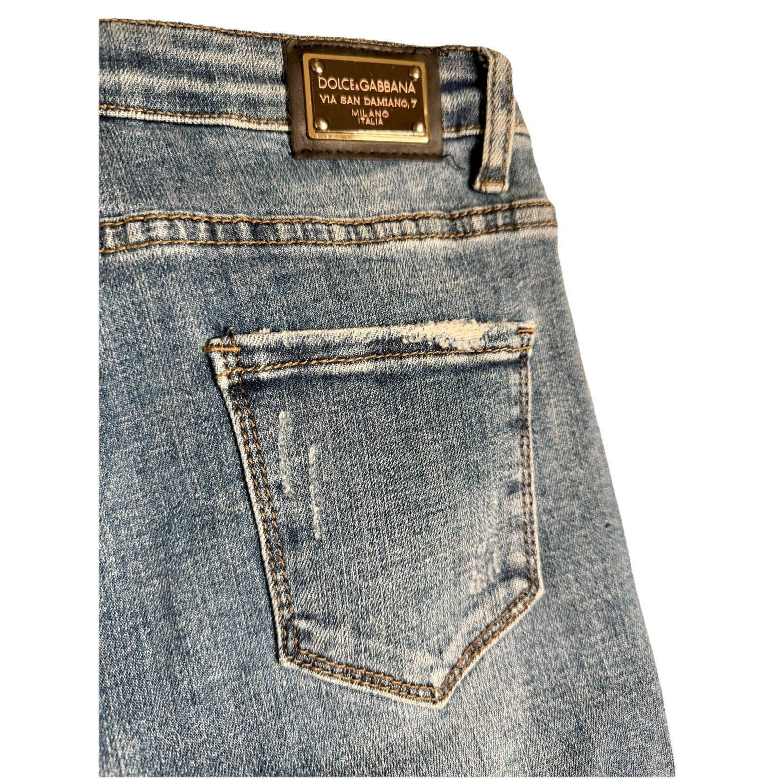 Dolce & Gabbana DOLCE & GABBANA Size 29 /14 Blue Distressed Ankle Jeans Size 29" - 6 Thumbnail