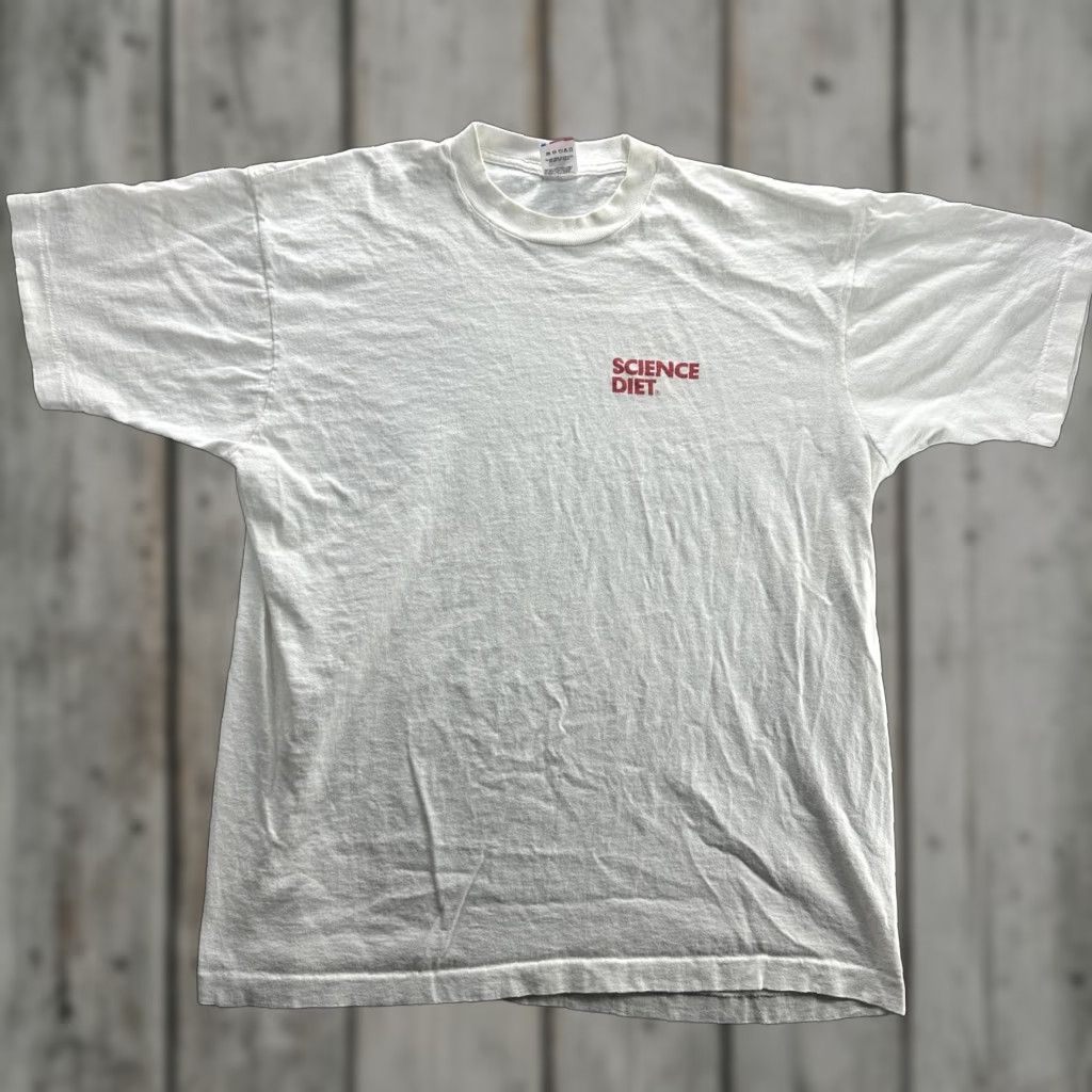 Fruit Of The Loom VINTAGE Science Diet Shirt Mens XL White Fruit of the Loom Single Stitch 90s Promo Mens XL White Cotton Crew Neck Short Sleeve T-Shirt Size US XL / EU 56 / 4 - 1 Thumbnail