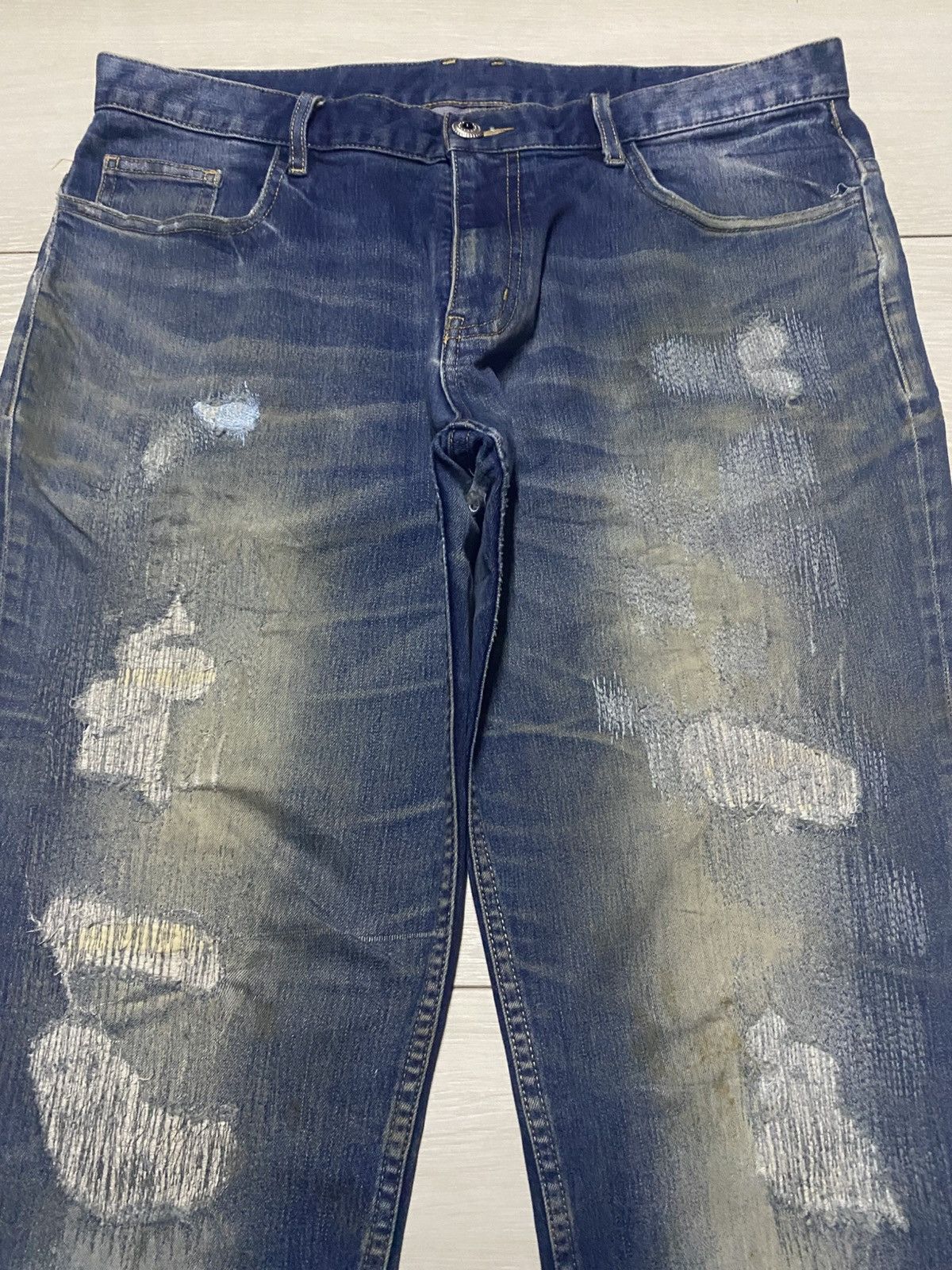 Japanese Brand Vintage Japanese Brand Repaired Style Distressed Slim Fit Size US 34 / EU 50 - 3 Thumbnail