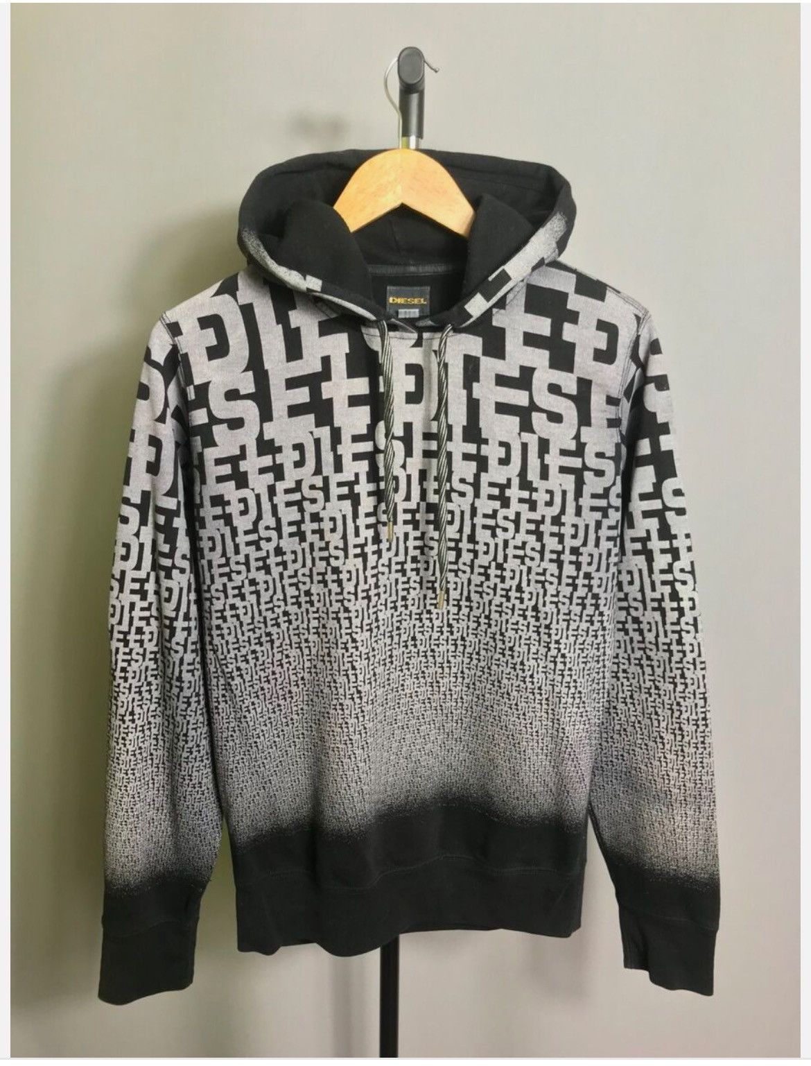 Designer × Diesel × Vintage Diesel MONOGRAM HOODIE Black Grey Mens y2k casual Size US M / EU 48-50 / 2 - 1 Thumbnail