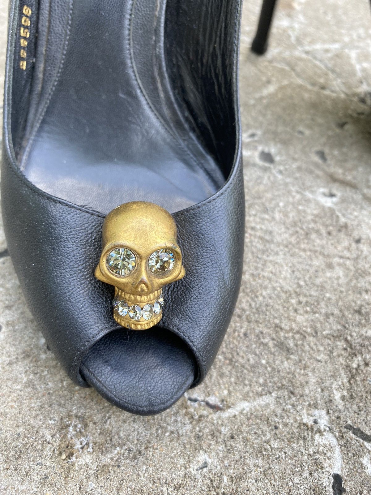 Alexander McQueen Alexander McQueen Leather Embellished Skull Peep Toe Pumps Size US 6 / IT 36 - 19 Thumbnail