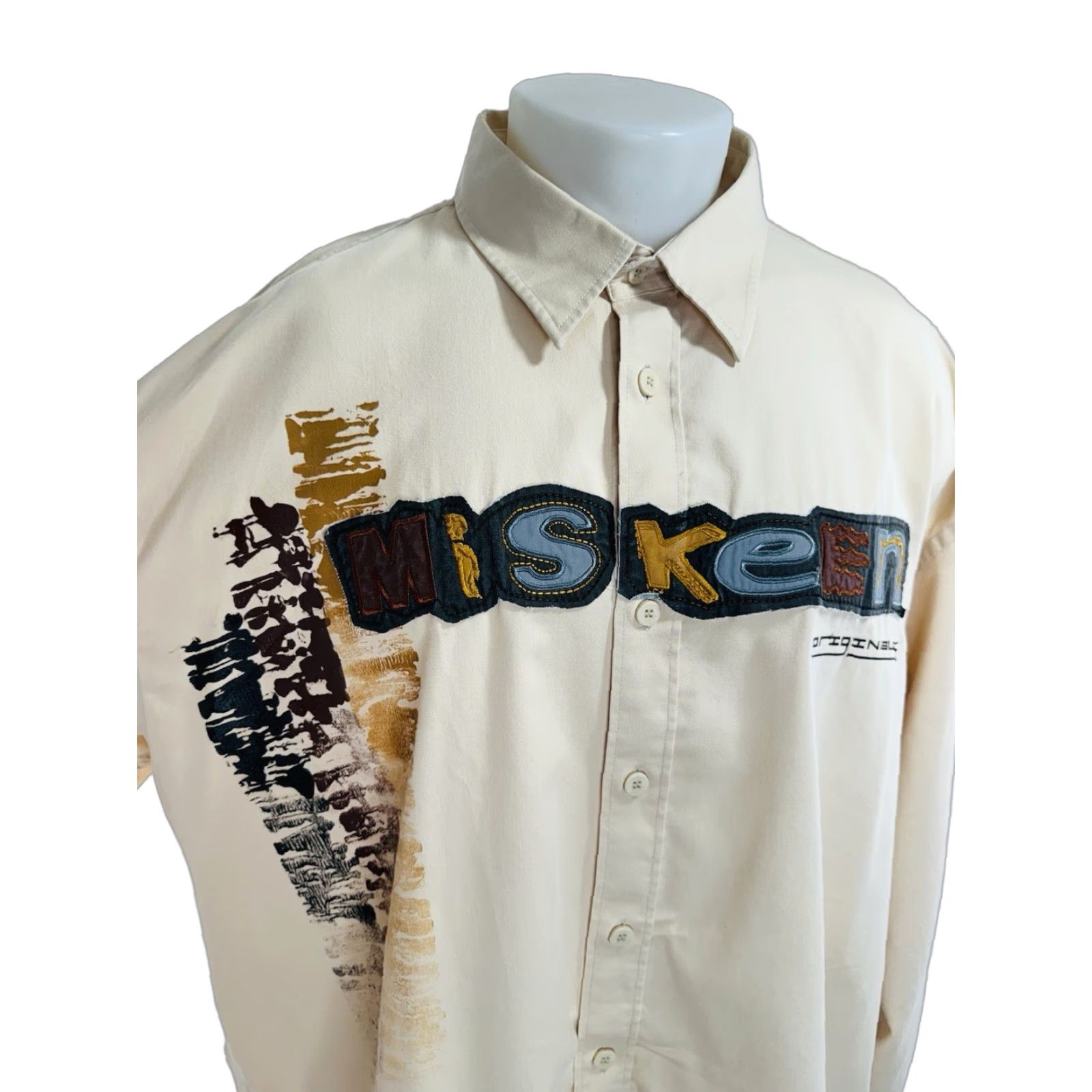 Vintage MISKEEN Mens 3XL Shirt Vintage Embroidered Button-Up Long Sleeve Beige SS Size US XXL / EU 58 / 5 - 1 Thumbnail