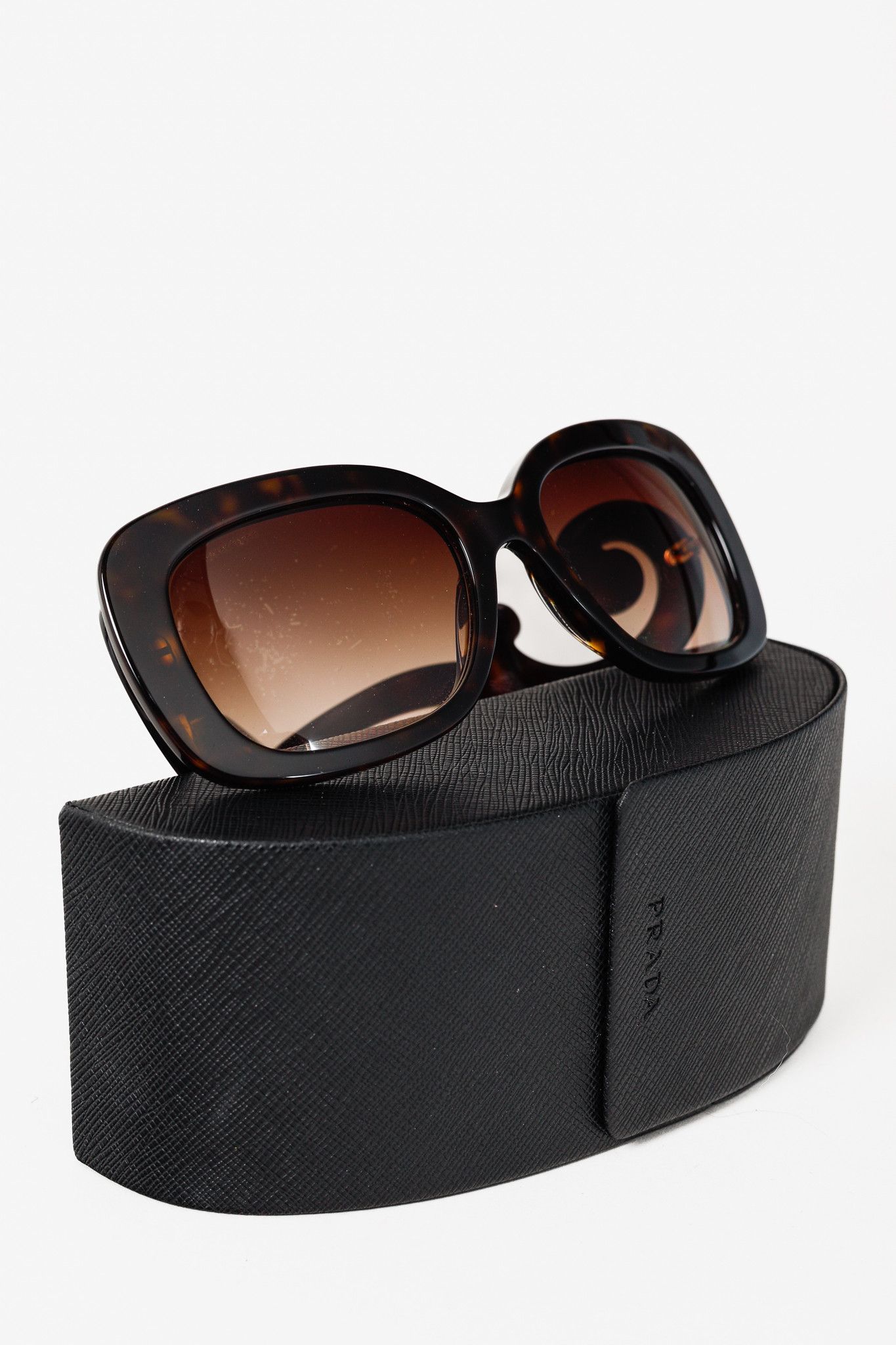 Prada Prada SPR27O Tortoiseshell Baroque Oversized Sunglasses Size ONE SIZE - 9 Thumbnail