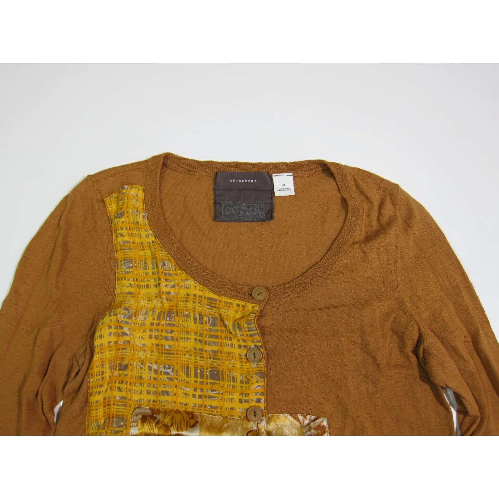 Vintage Guinevere 100% Silk Brown Floral Lightweight Cardigan Sweater Women XS Size XS / US 0-2 / IT 36-38 - 4 Thumbnail
