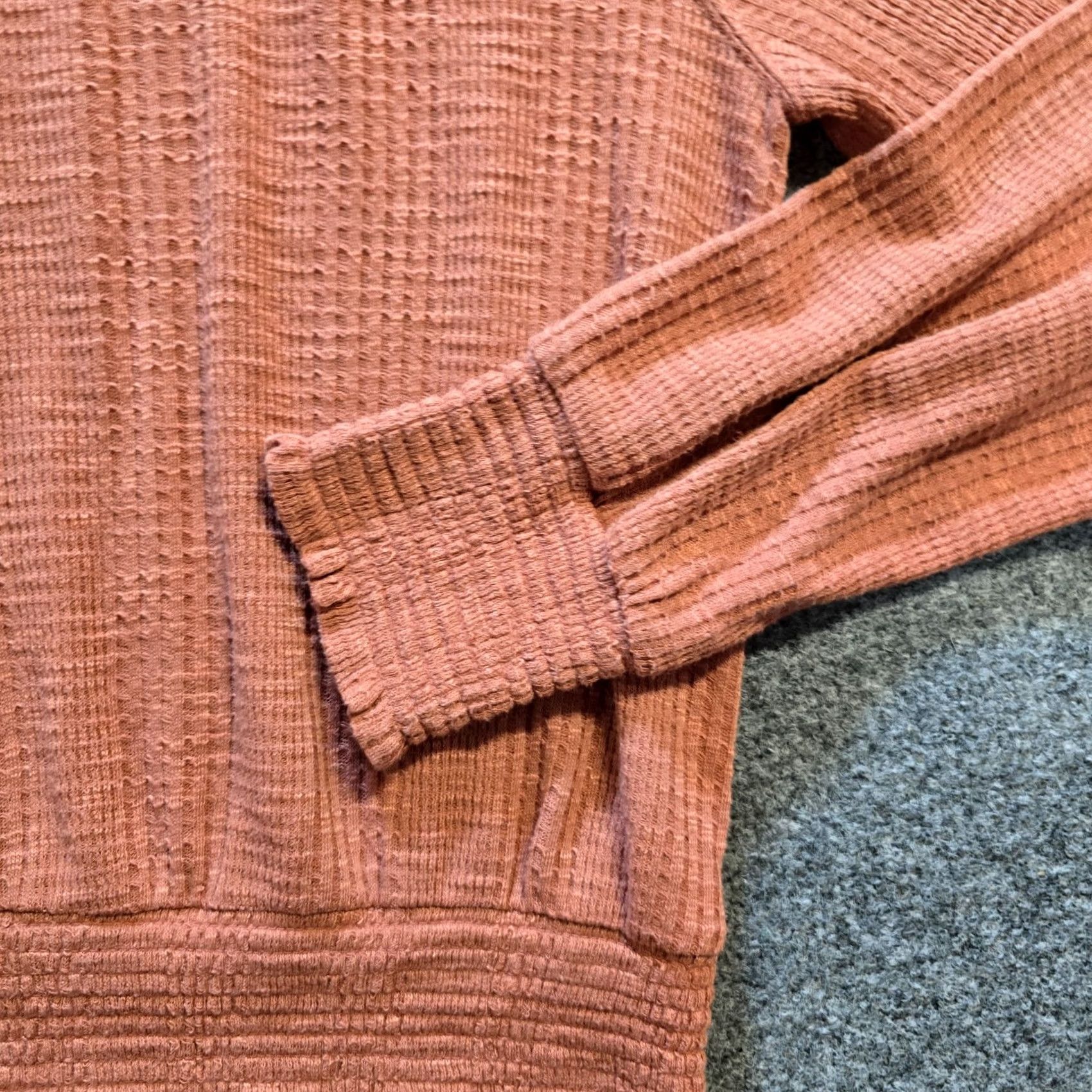 Free People Free People Top Womens Size Small Orange Long Sleeve High Neck Textured Casual Shirt Size S / US 4 / IT 40 - 3 Thumbnail