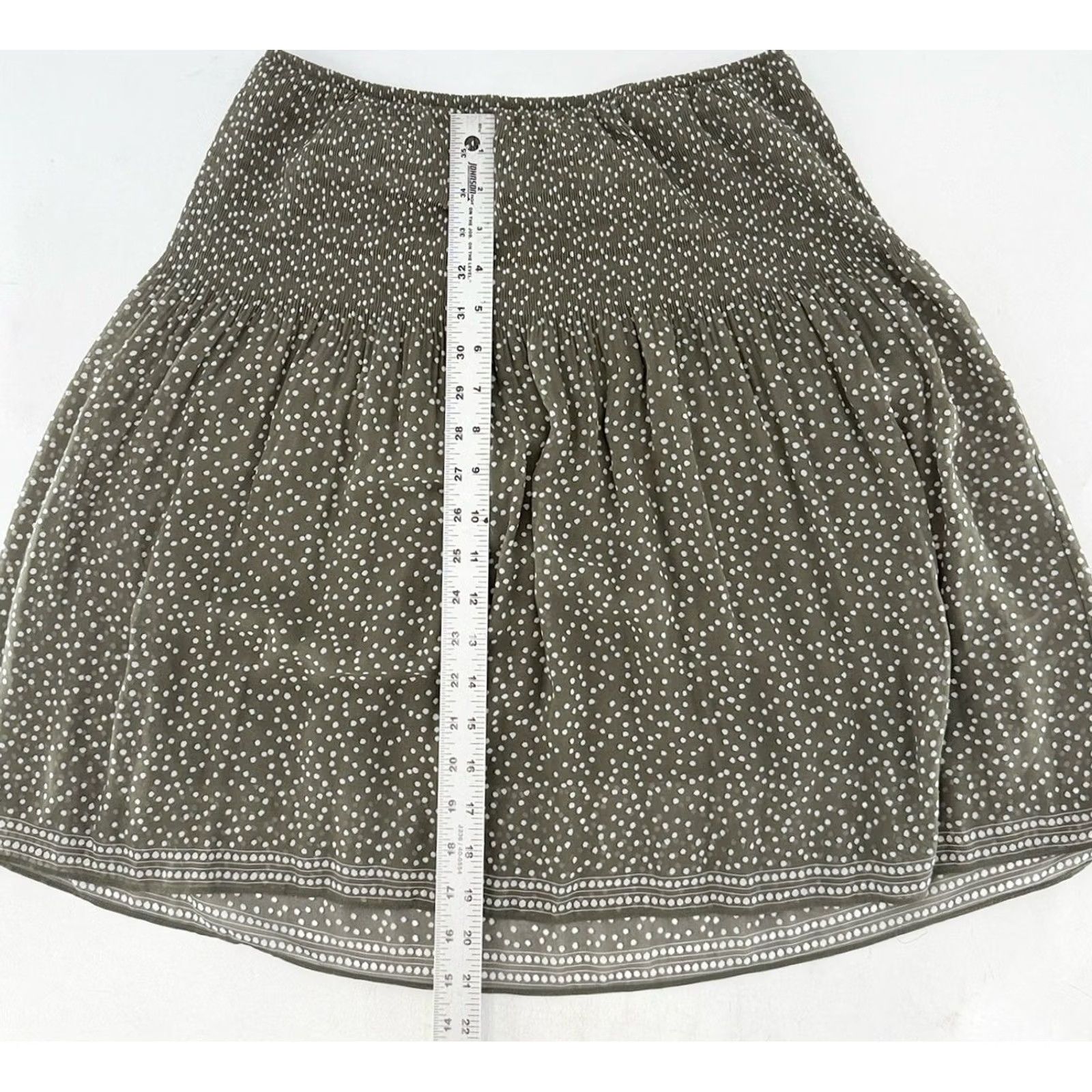Vintage Max Studio Green & White Polka Dot Lined Short Skirt Sz Sm Boho Pull On Logo NWT Womens Size 28" / US 6 / IT 42 - 6 Thumbnail