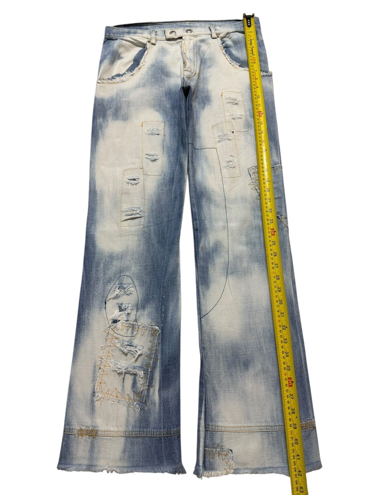 If Six Was Nine Vintage Y2K Japanese Brand Acid Wash Sashiko Patch Wide Leg Size US 32 / EU 48 - 7 Thumbnail