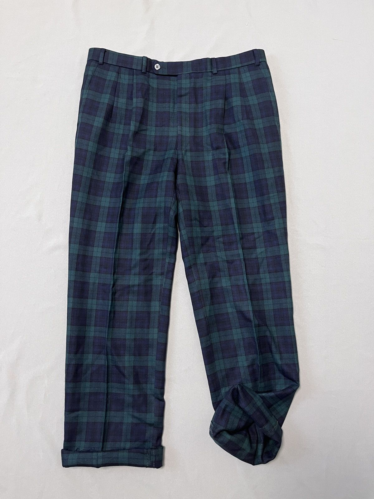 DAKS Daks London Signature Wool Black Watch Tartan Wide Pants Size US 36 / EU 52 - 2 Thumbnail