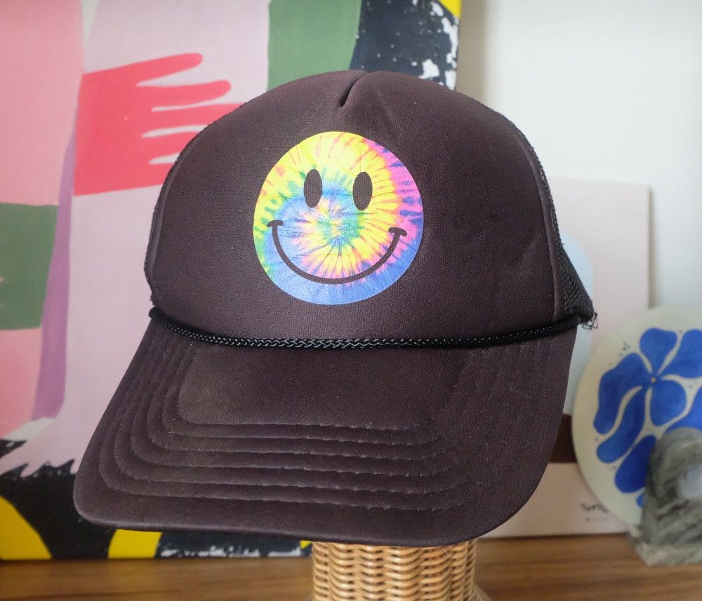 Otto Smiley Otto Trucker Cap Black Tie Dye Graphic Size ONE SIZE - 2 Thumbnail