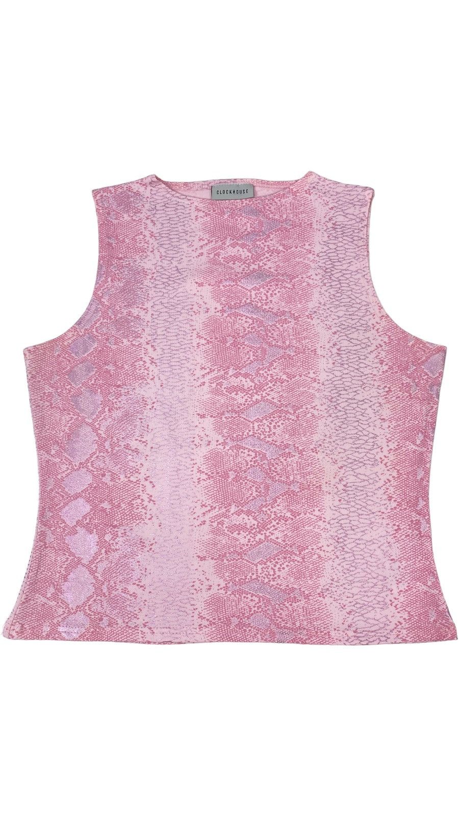 image of Vintage Y2K Snakeskin Pink Shiny Tank Top Cropped, Women's (Size XL)