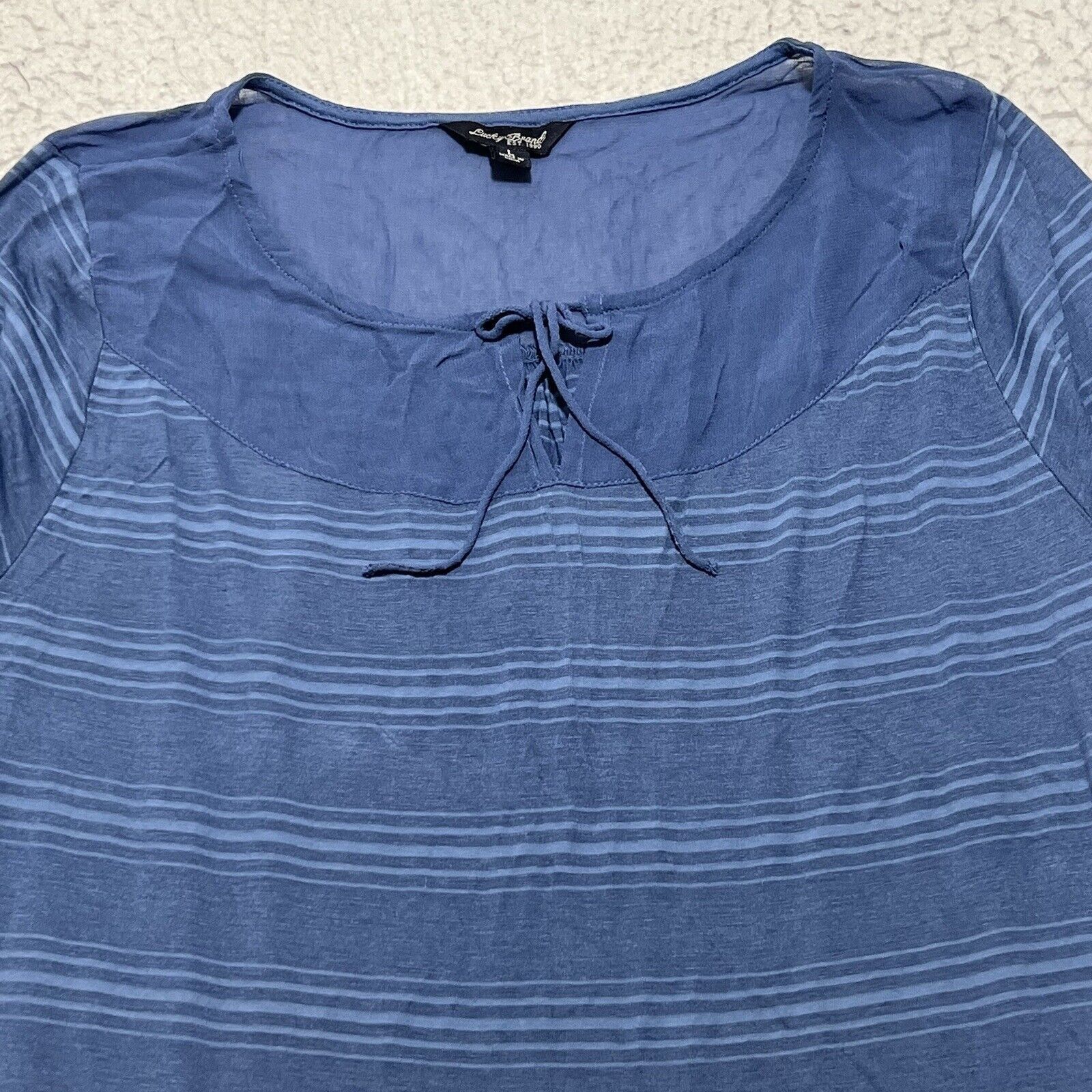 Lucky Brand Lucky Brand Large 3/4 Sleeve Crewneck Striped Navy Top Size M / US 6-8 / IT 42-44 - 2 Thumbnail