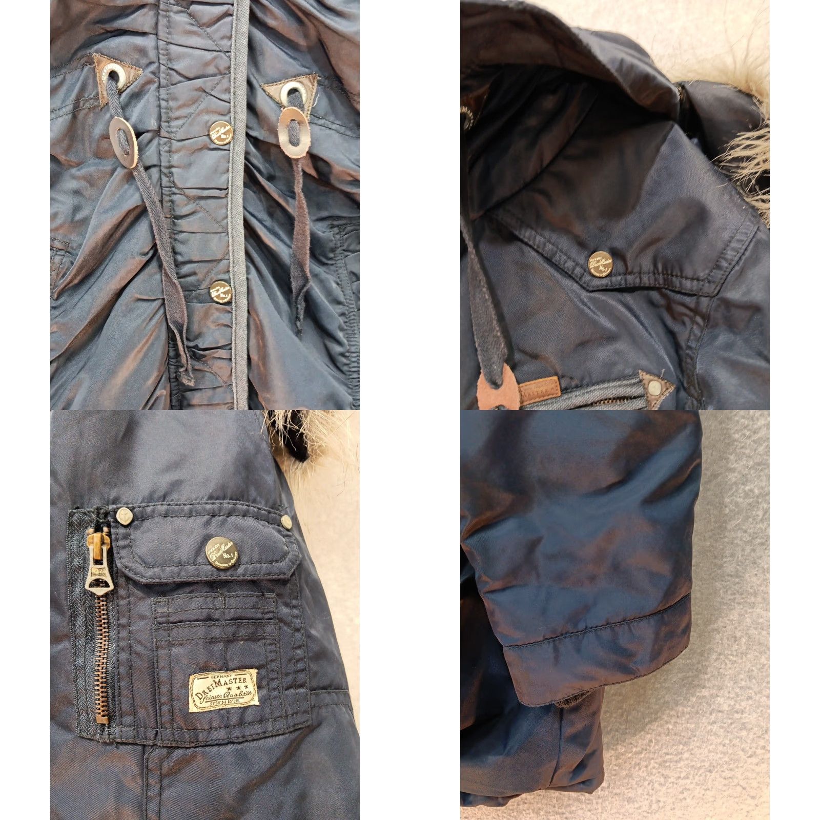 Vintage Dreimaster Women's Jacket Puffer XL Navy Blue Parka Designer Coat Size XL / US 12-14 / IT 48-50 - 8 Thumbnail
