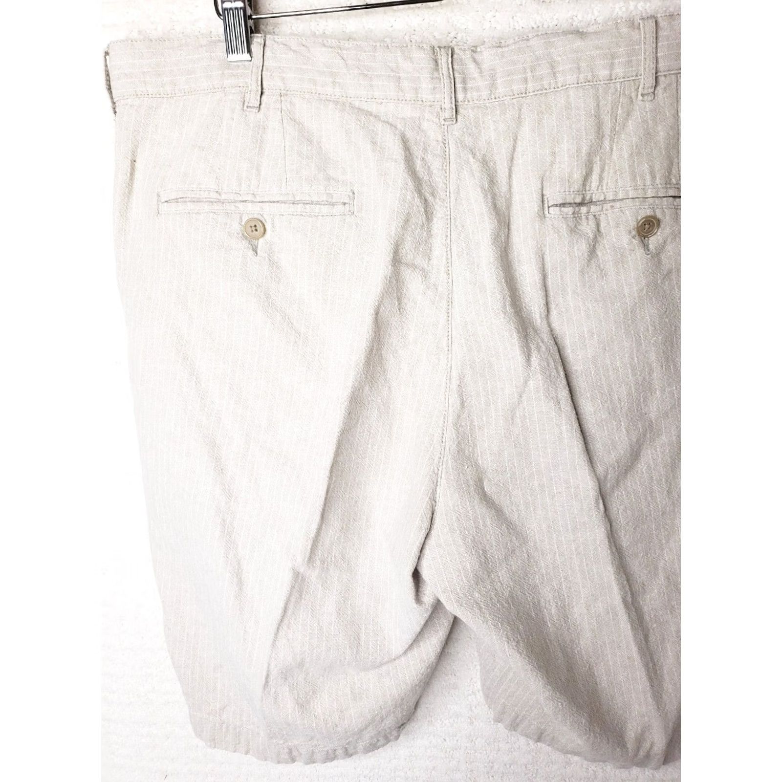 Jos. A. Bank Jos A Bank Shorts Mens 38x10 Tan Striped Linen 55% Cotton 45% Blend Breathable Chino Size US 38 / EU 54 - 5 Thumbnail