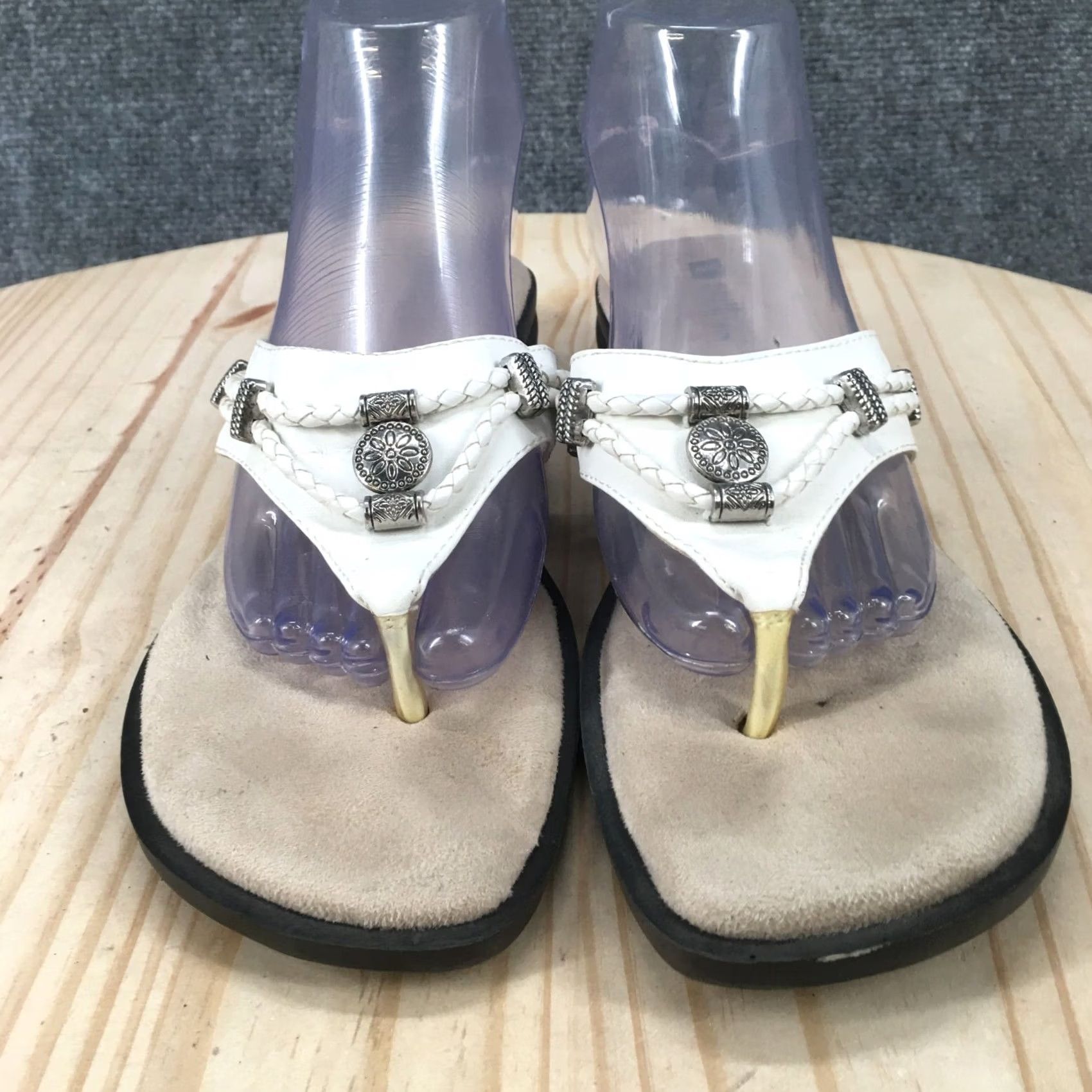 Vintage White Mountain Sandals Womens 9 M Clara Flip Flop Thong Faux Leather Size US 9 / IT 39 - 7 Thumbnail
