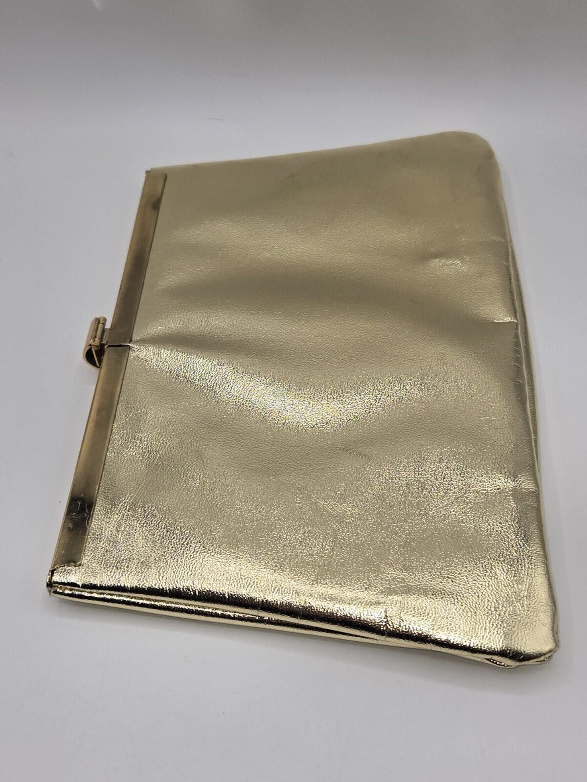 The Unbranded Brand Vintage Gold Metallic Clutch Evening Handbag Size ONE SIZE - 3 Thumbnail