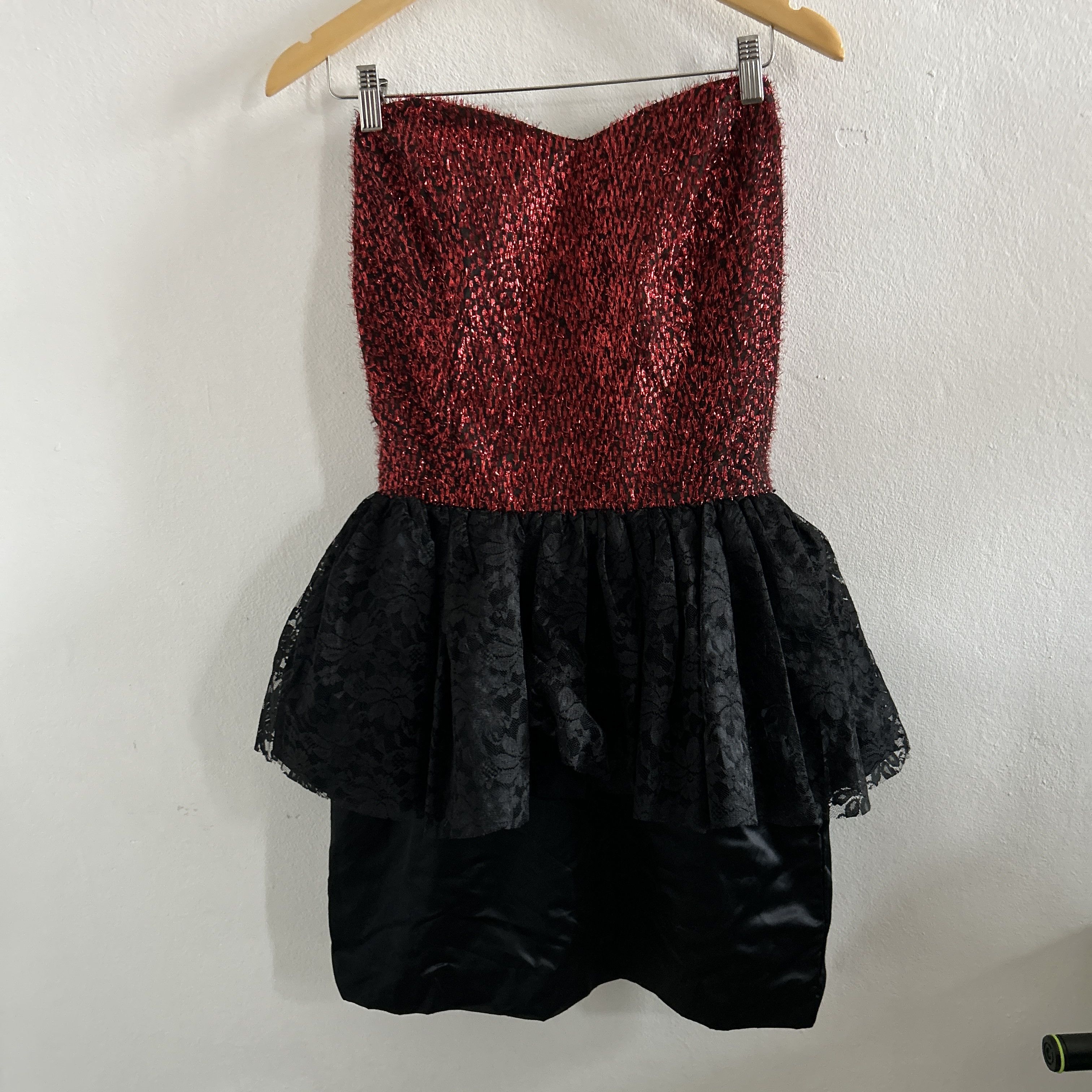 Vintage Vintage 80s Red Lurex Corset Mini Dress Size M / US 6-8 / IT 42-44 - 8 Thumbnail
