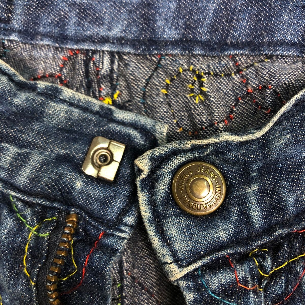 Japanese Brand 📌Vintage Denim Jeans Colourful Quilted Design Size 28" / US 6 / IT 42 - 20 Thumbnail