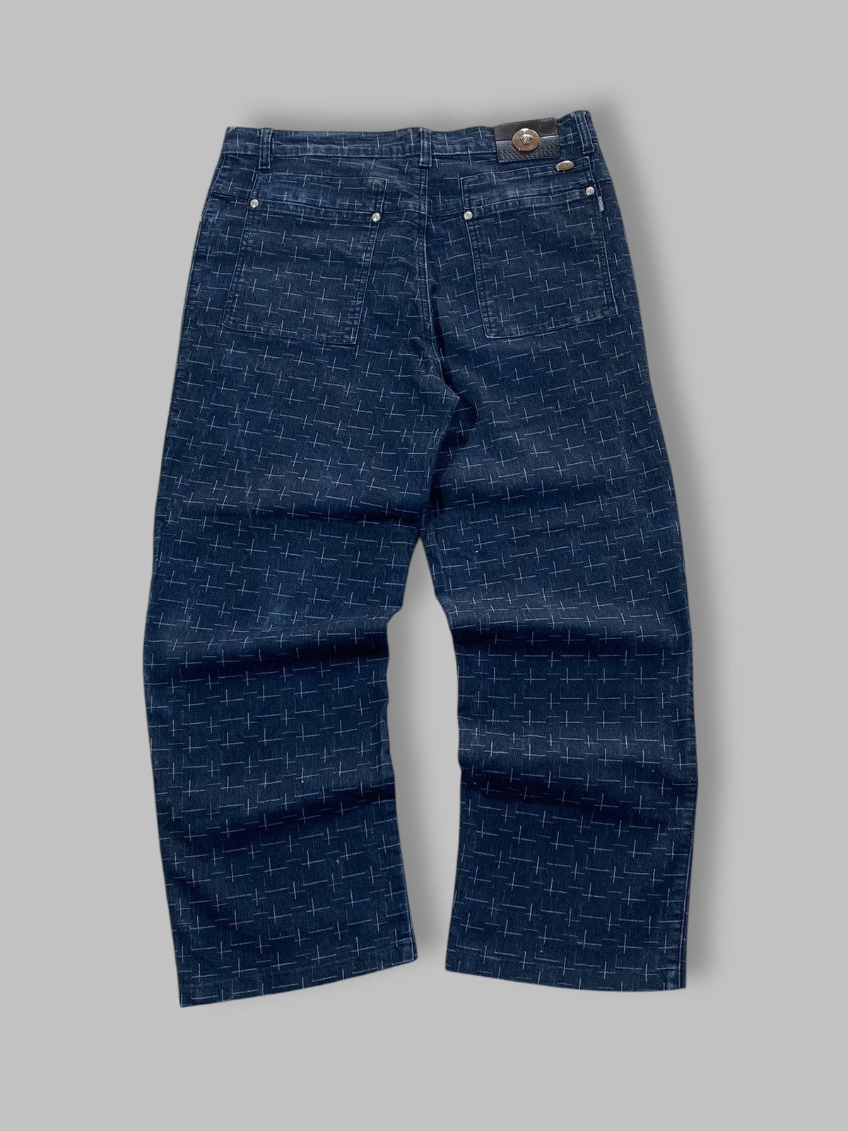Versace 🔥 VINTAGE 90s VERSACE JEANS COUTURE MONOGRAM DENIM PANTS Y2k Size US 32 / EU 48 - 1 Thumbnail