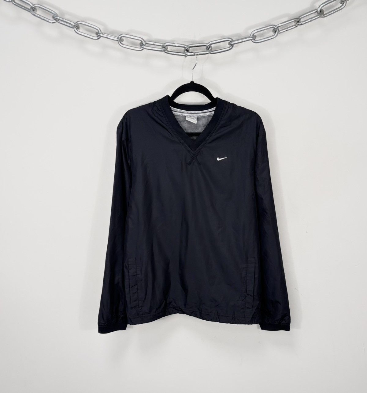 Nike Vintage Nike Y2K Black Tech Hype V-Neck Jacket Pullover Size US M / EU 48-50 / 2 - 1 Thumbnail