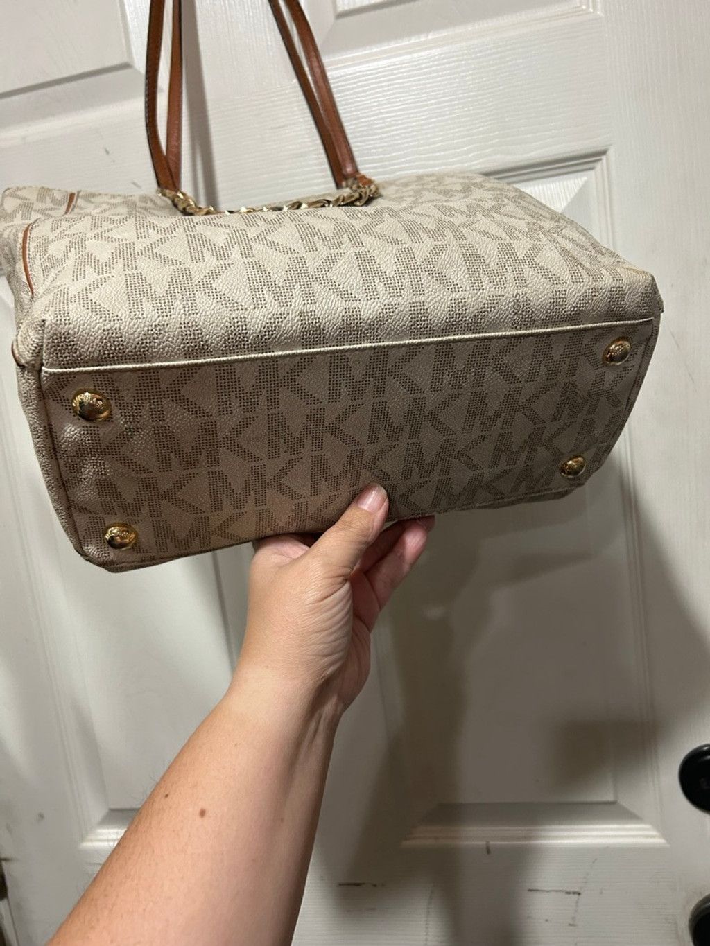 Michael Kors Women's Michael Kors Beige & Brown Monogram Tote Bag Size ONE SIZE - 3 Thumbnail