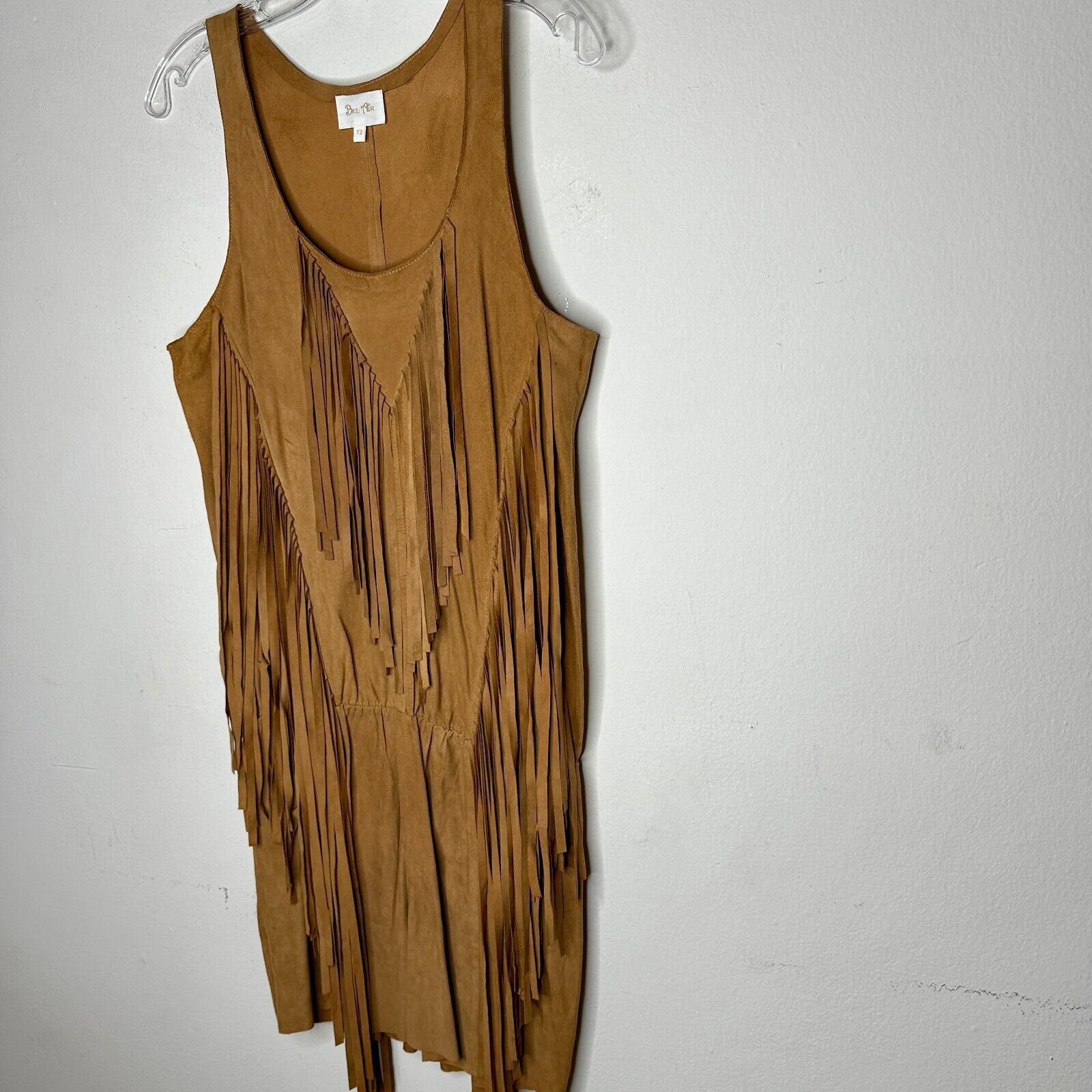 Other Belair Calvi Camel Goat Suede Sleeveless Fringed Dress T2 Size XS / US 0-2 / IT 36-38 - 3 Thumbnail
