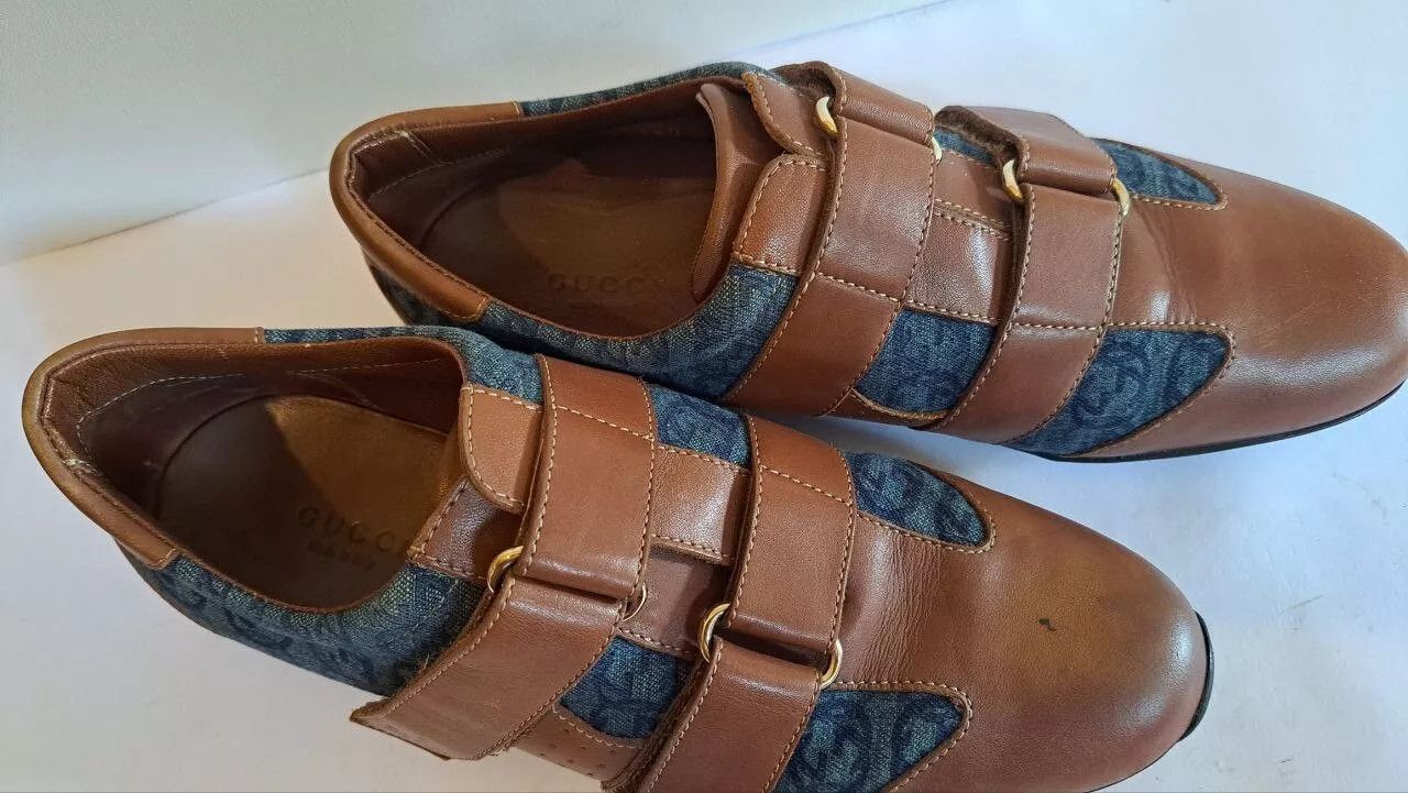 Gucci Gucci sneackers Denim Leather Double Strap Size US 7.5 / IT 37.5 - 3 Thumbnail