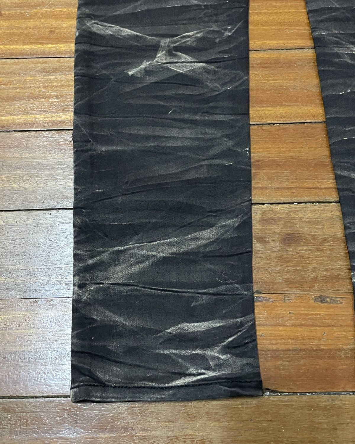 14th Addiction Very Rare Vintage Semantic Design Strip Waxed Jeans 2000s Size US 33 - 7 Thumbnail