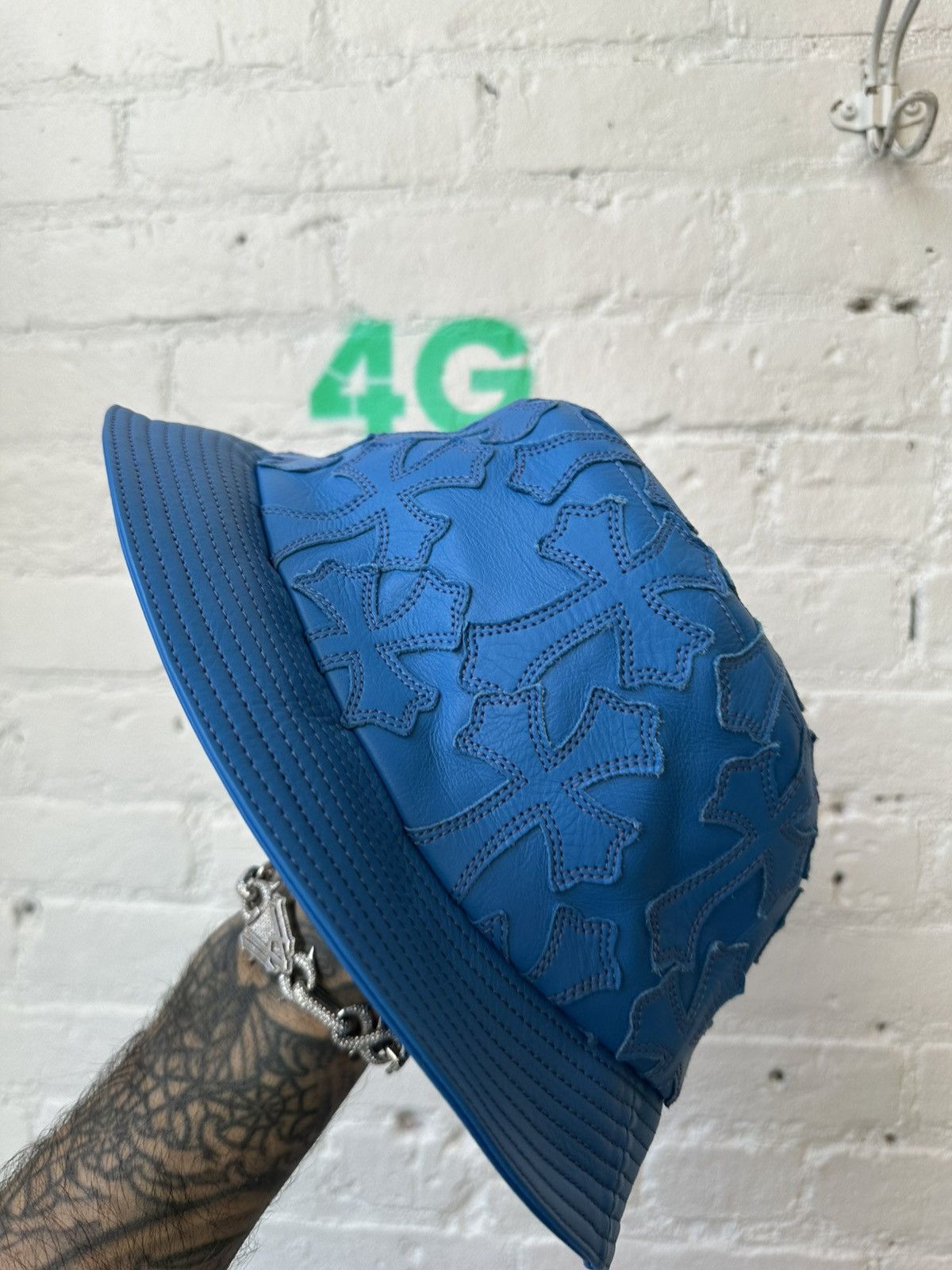 Chrome Hearts Chrome Hearts Turquoise CROSS PATCH FLOOD Bucket leather hat Size ONE SIZE - 5 Thumbnail
