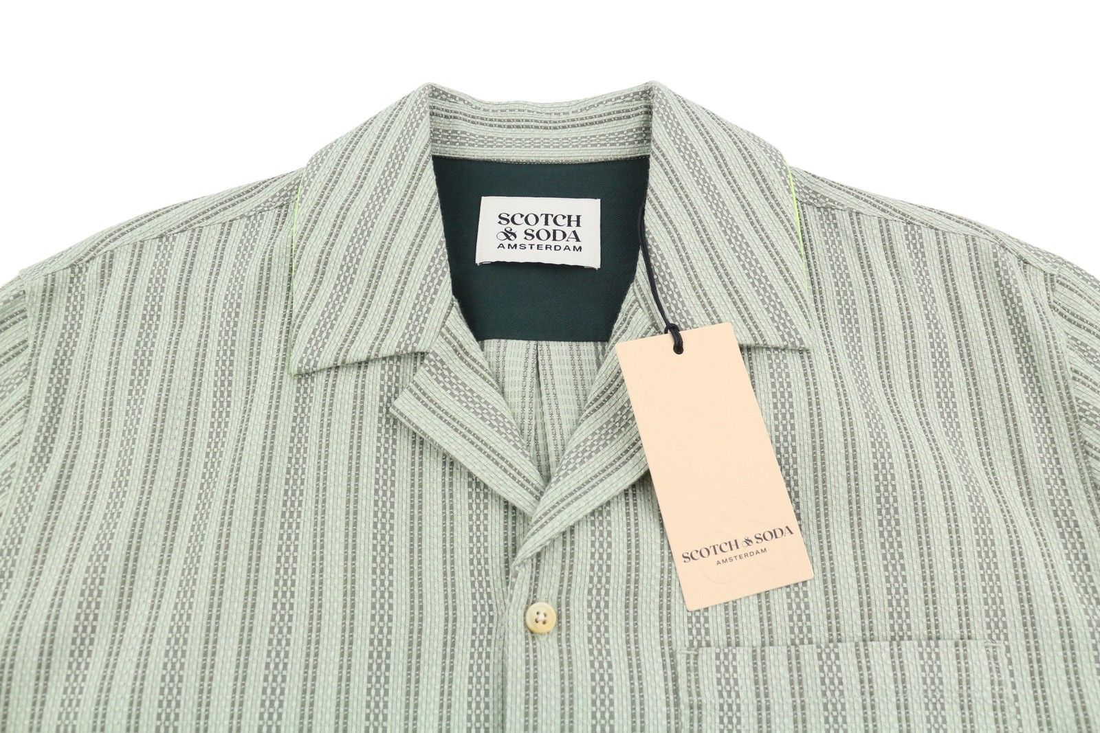 Scotch & Soda L Green Pinstriped Patch Pocket Shirt 88541 Size US L / EU 52-54 / 3 - 4 Thumbnail