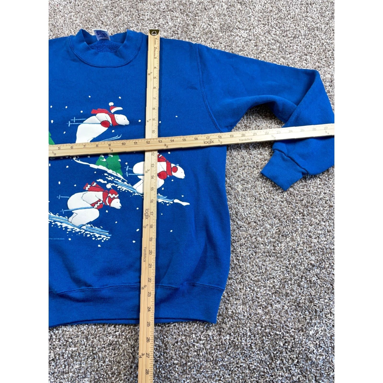 Jerzees VTG Jerzees Sweatshirt 90s Blue Adult Medium 50/50 Skiing Polar Bear Print Crew Neck Pullover Men M Retro Graphic Print Size US M / EU 48-50 / 2 - 5 Thumbnail