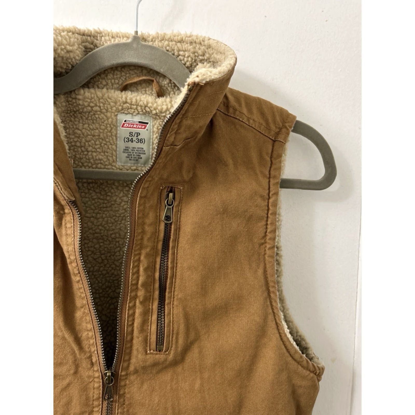 Dickies Dickies Vest Mens Small Brown Duck Canvas Full Zip Pockets Sherpa Lined Workwear Jacket/Coat Size US S / EU 44-46 / 1 - 6 Thumbnail