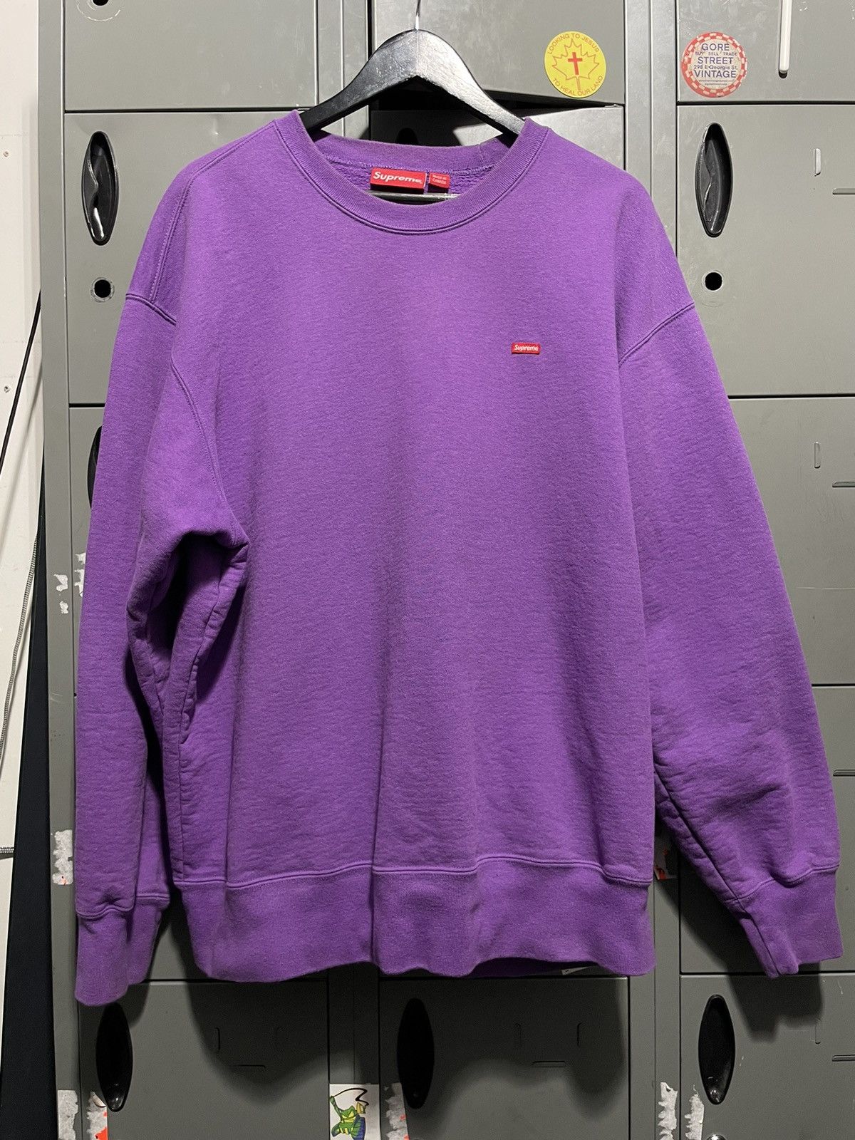 Supreme Polartec Small Box Crewneck Purple