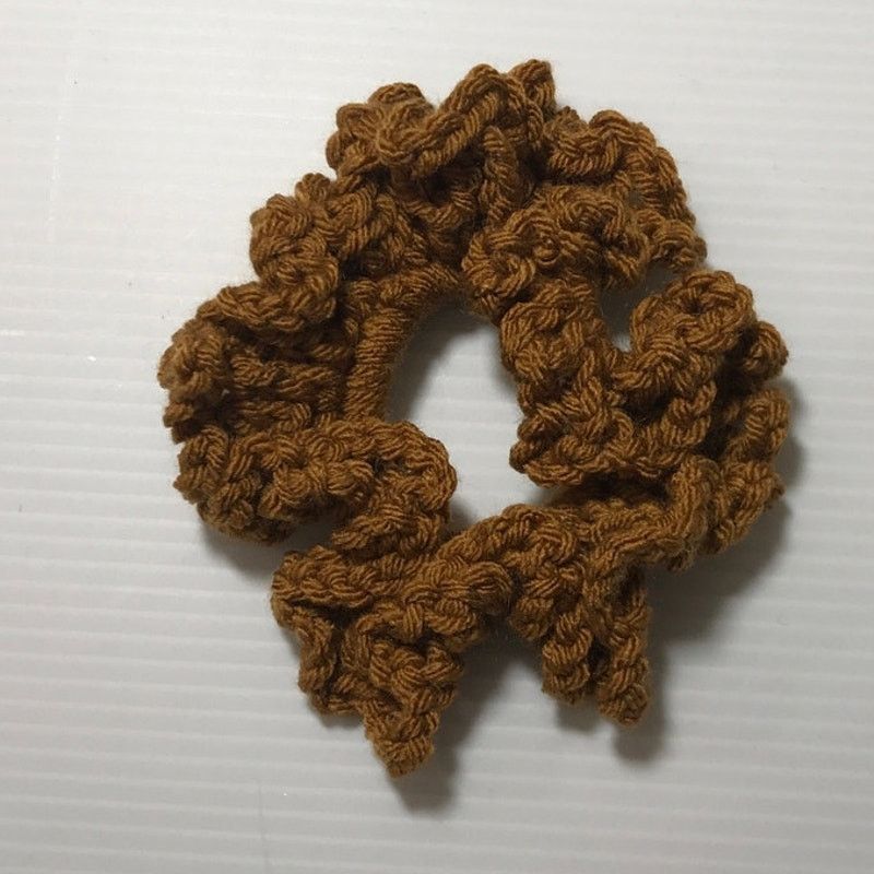 Handmade NWT Brown Handmade Crocheted Hair Scrunchie Size ONE SIZE - 3 Thumbnail